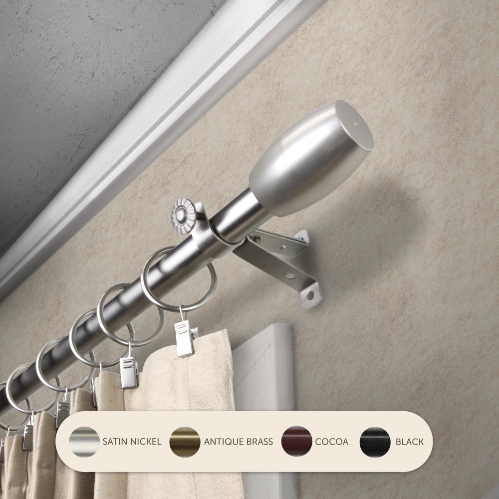 Hart & Harlow L4829-995 13/16-in Watson 120-in to 170-in Satin Nickel Steel Single curtain rod with Finials