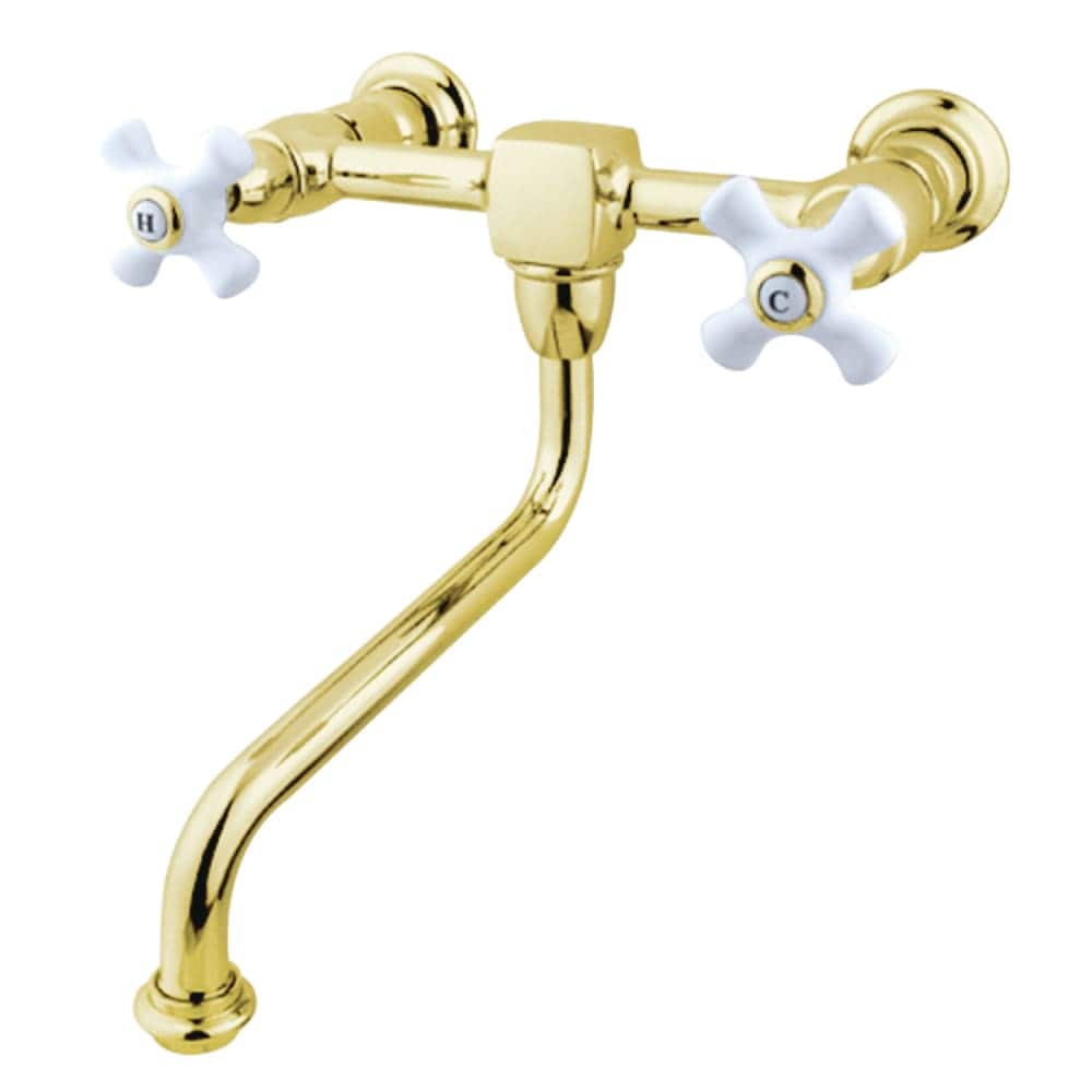 Kingston Brass - KS121.PX Heritage 1.2 GPM Wall Mounted Bridge Widespread Bathroom Faucet