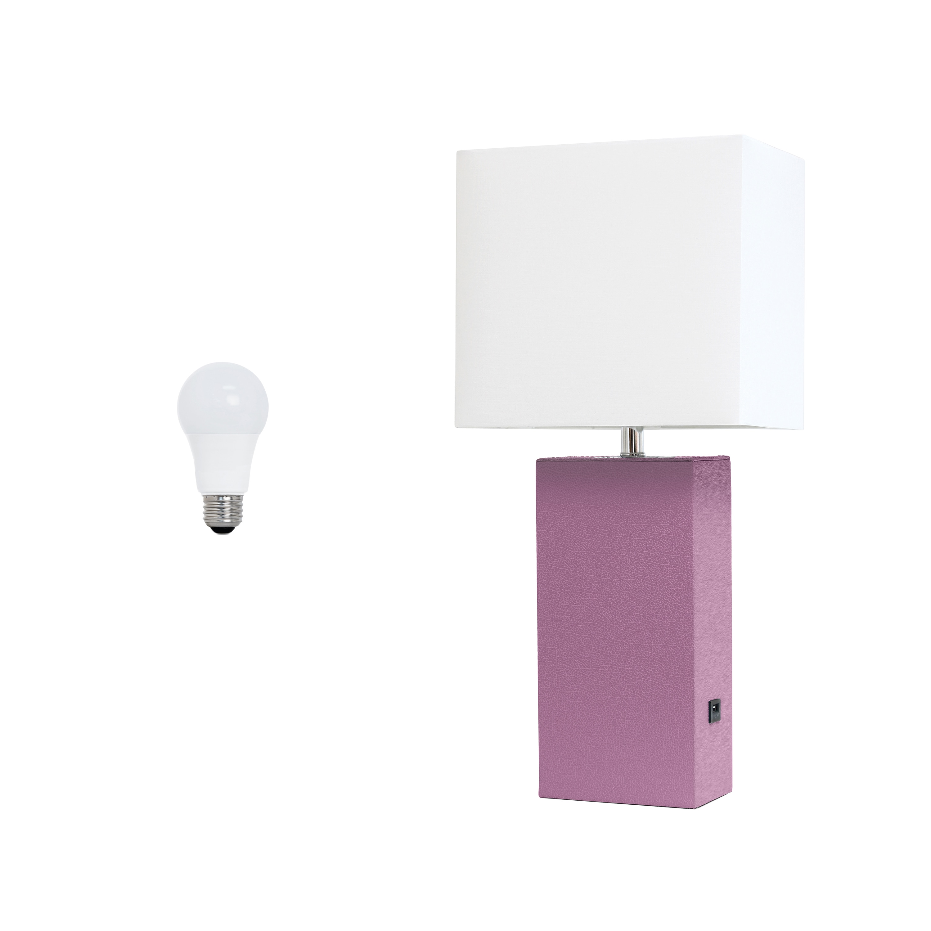 Lalia Home LHT-3012-PR-LB Lexington 21-in Purple LED On/Off switch Table Lamp with Fabric Shade
