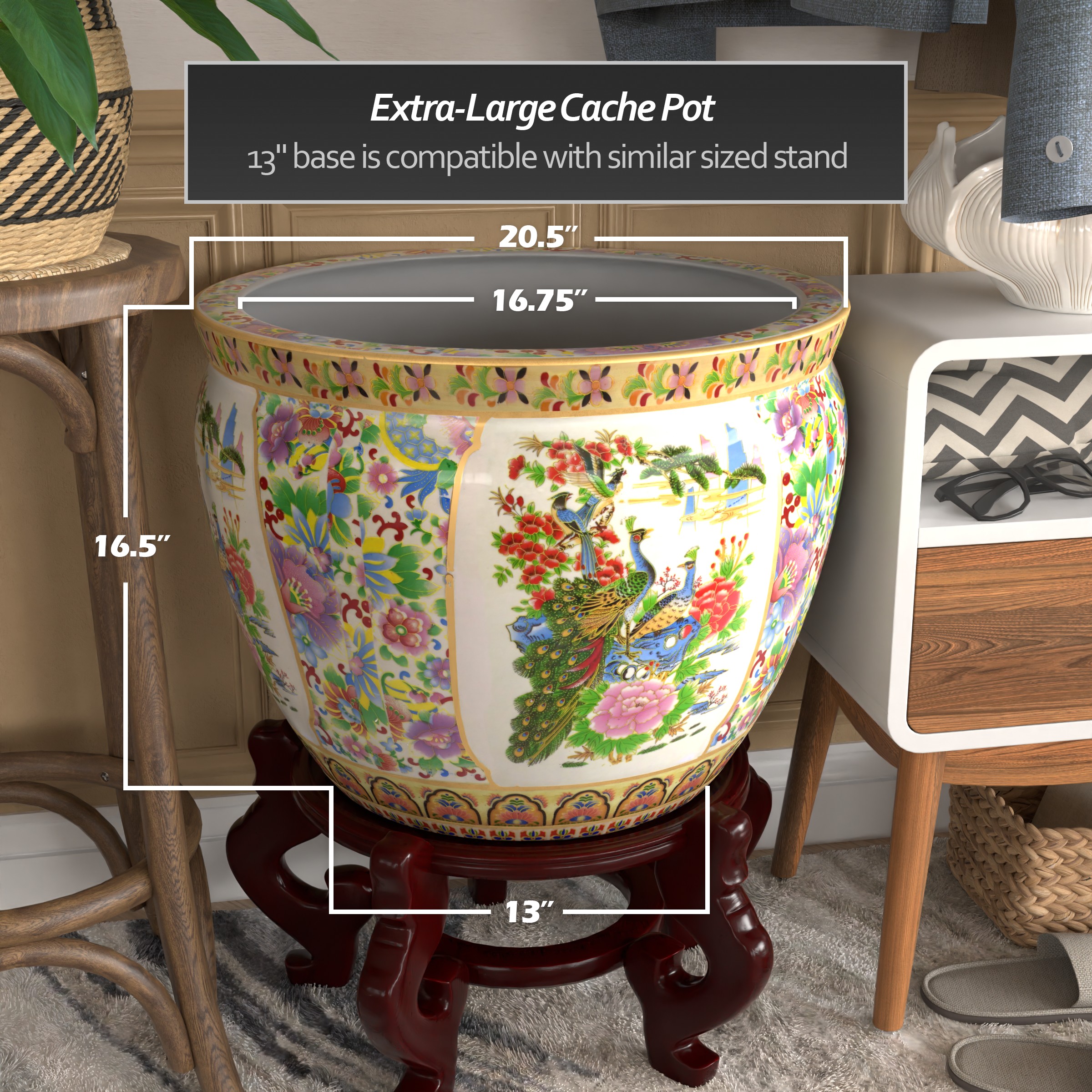 Oriental Furniture Round 16.5-in W Extra Large Multiple