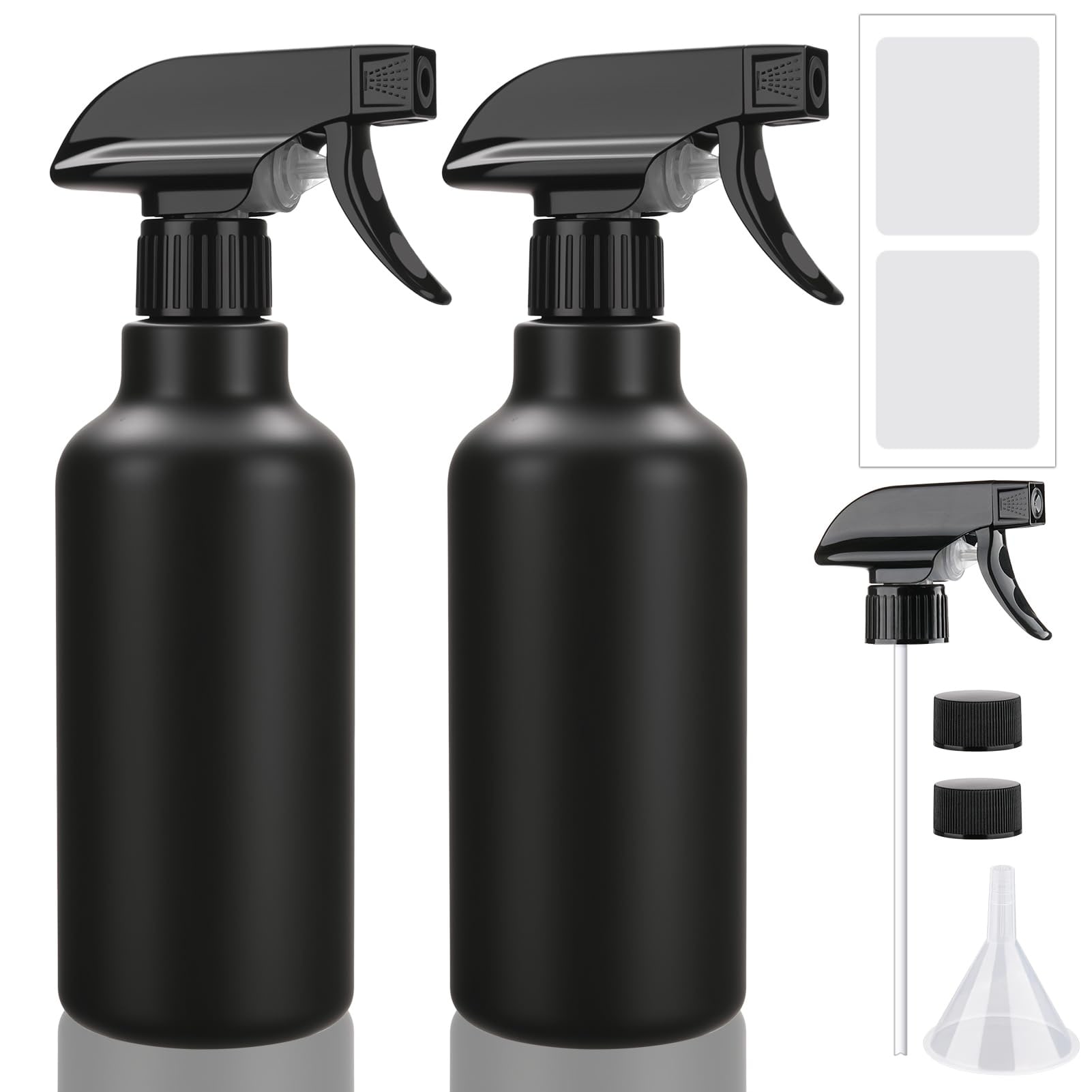 Vrbgify  2 Pack 16 oz Plastic Spray Bottles Adjustable Nozzle Fine Mist or Stream Leakproof Refillable Water Bottle for Cleaning Hair Plants