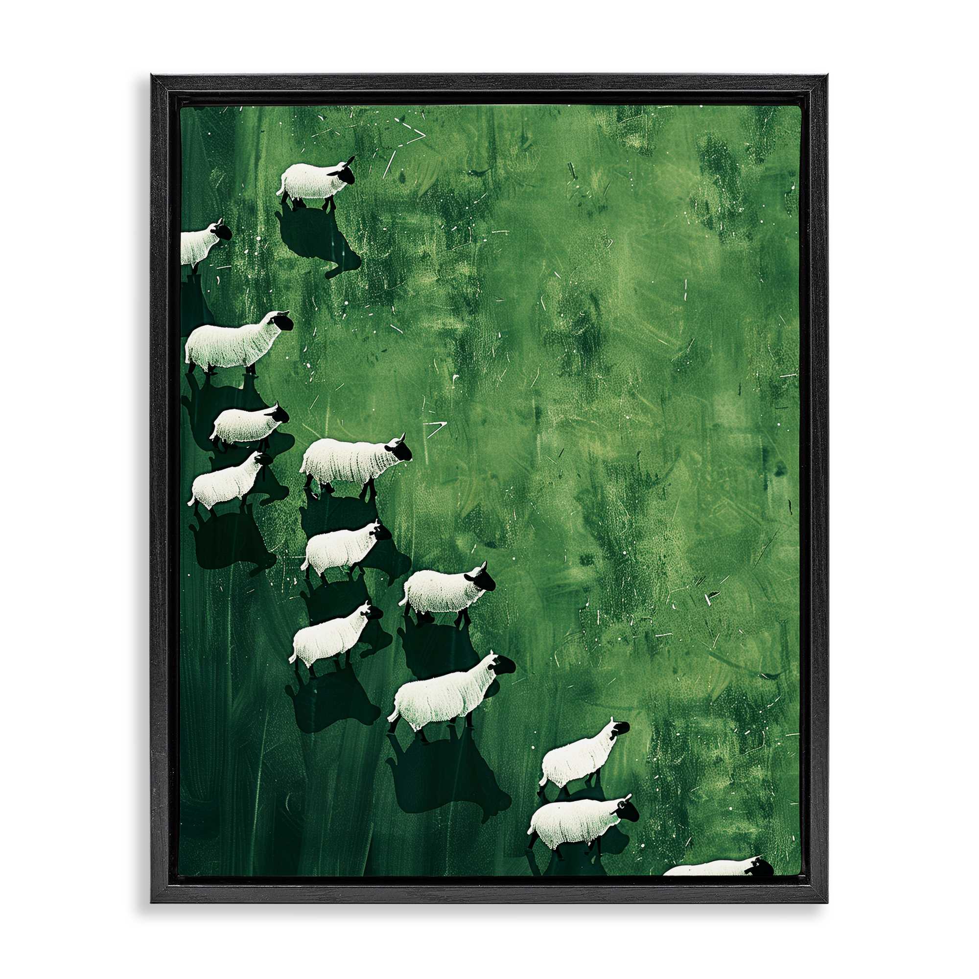 Stupell Industries BT-760-FFB-16X20 Wandering Sheep Abstraction Black Framed Floater Canvas Wall Art By Arlington Prints 17 x 21
