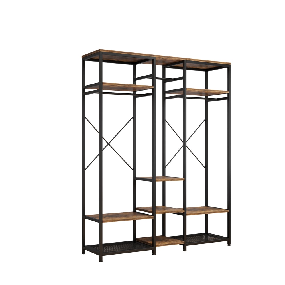 Winado 78.74-in H x 59.05-in W Brown Steel Freestanding Clothing Rack ...