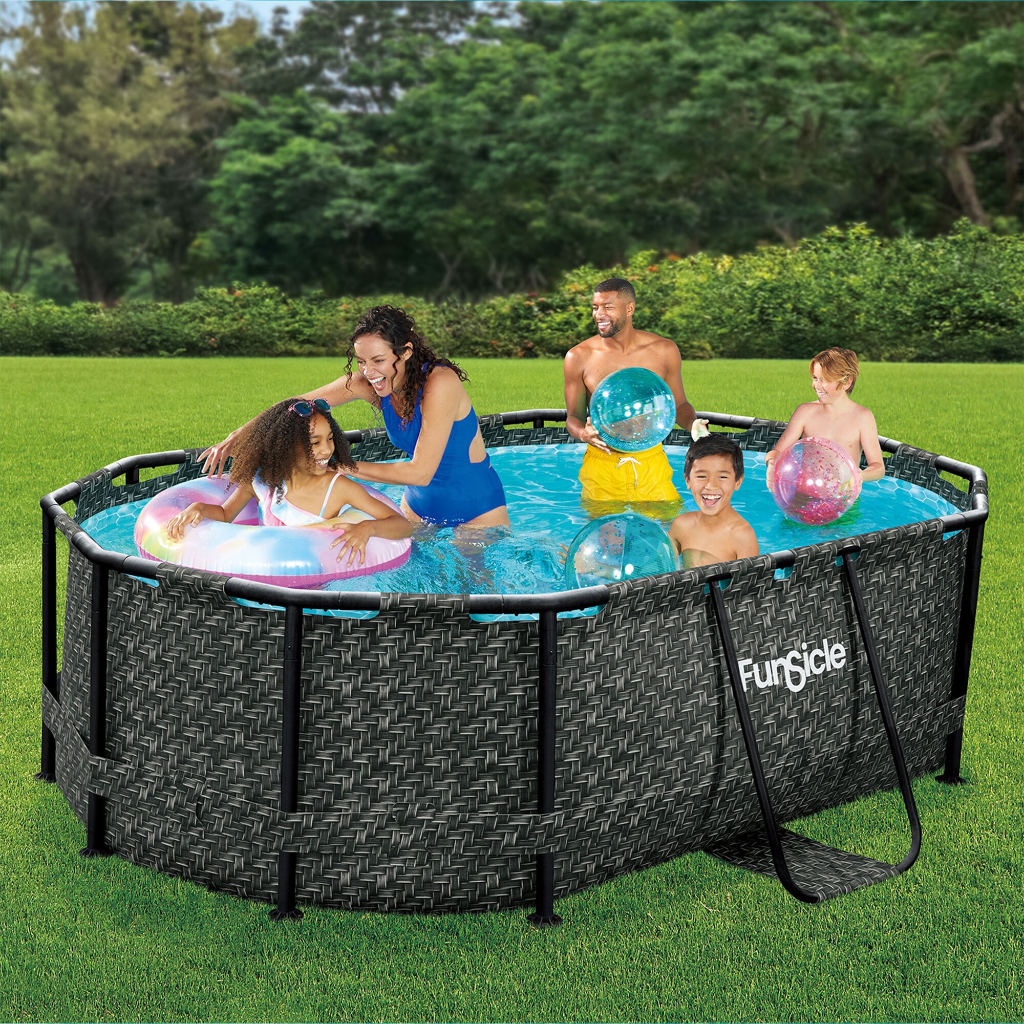 Funsicle 9.83 ft x 6.58 ft x 33 in Metal Frame Oval Above Ground Pool with Filter Pump 325068 at Lowes