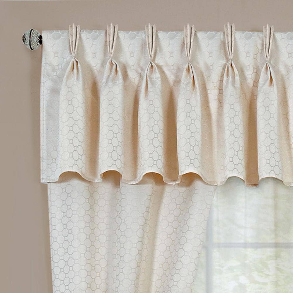 Ivory Geometric Pinch Pleat Ground Length Curtain Set