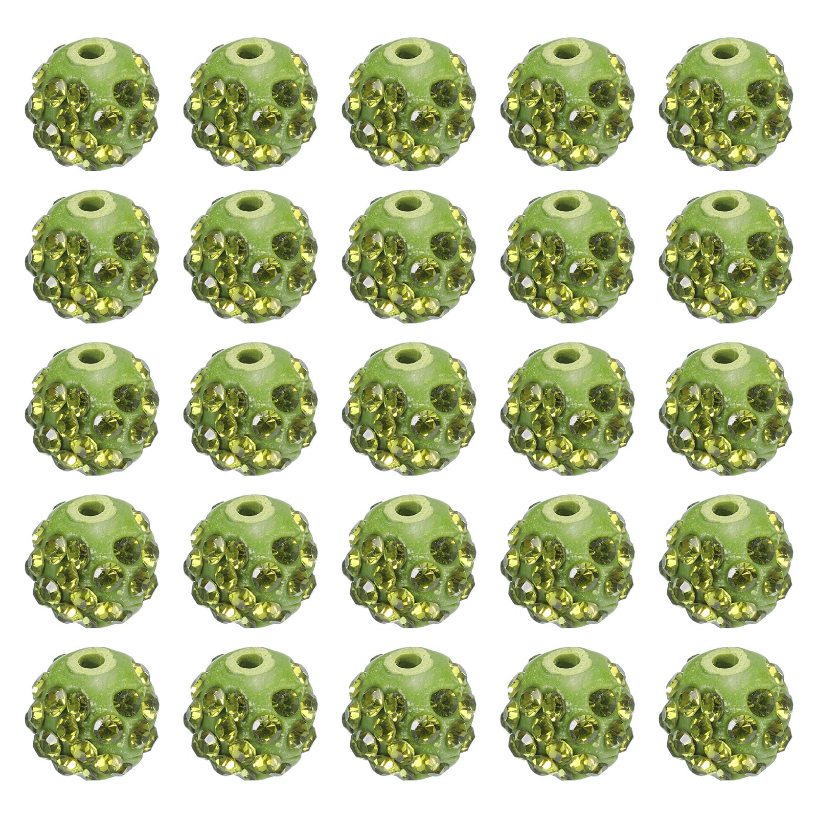 PATIKIL 10mm Crystal Disco Rhinestone Bead 25pcs Crystal Rhinestone Pave Disco Round Ball Polymer Clay for DIY Jewelry Making Bracelet Olive Green