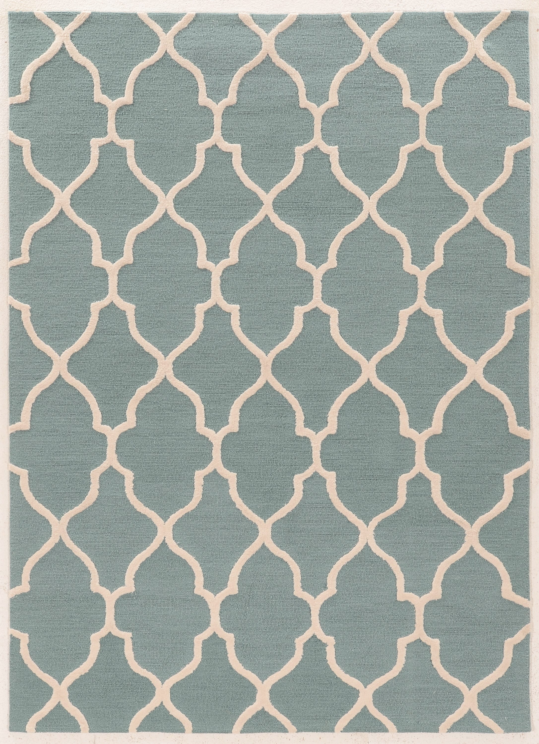 Linon RUGTA70681 Trio 8 X 10 (ft) Turquoise/Cream Indoor Geometric Area Rug