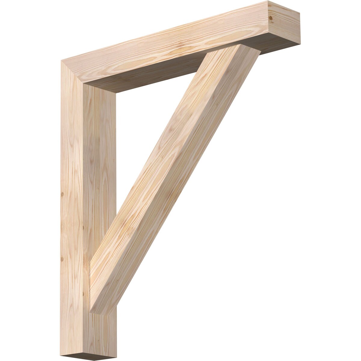 Ekena Millwork 1465056 Traditional Block Smooth Bracket with Offset Brace Douglas Fir Wood Standard Bracket