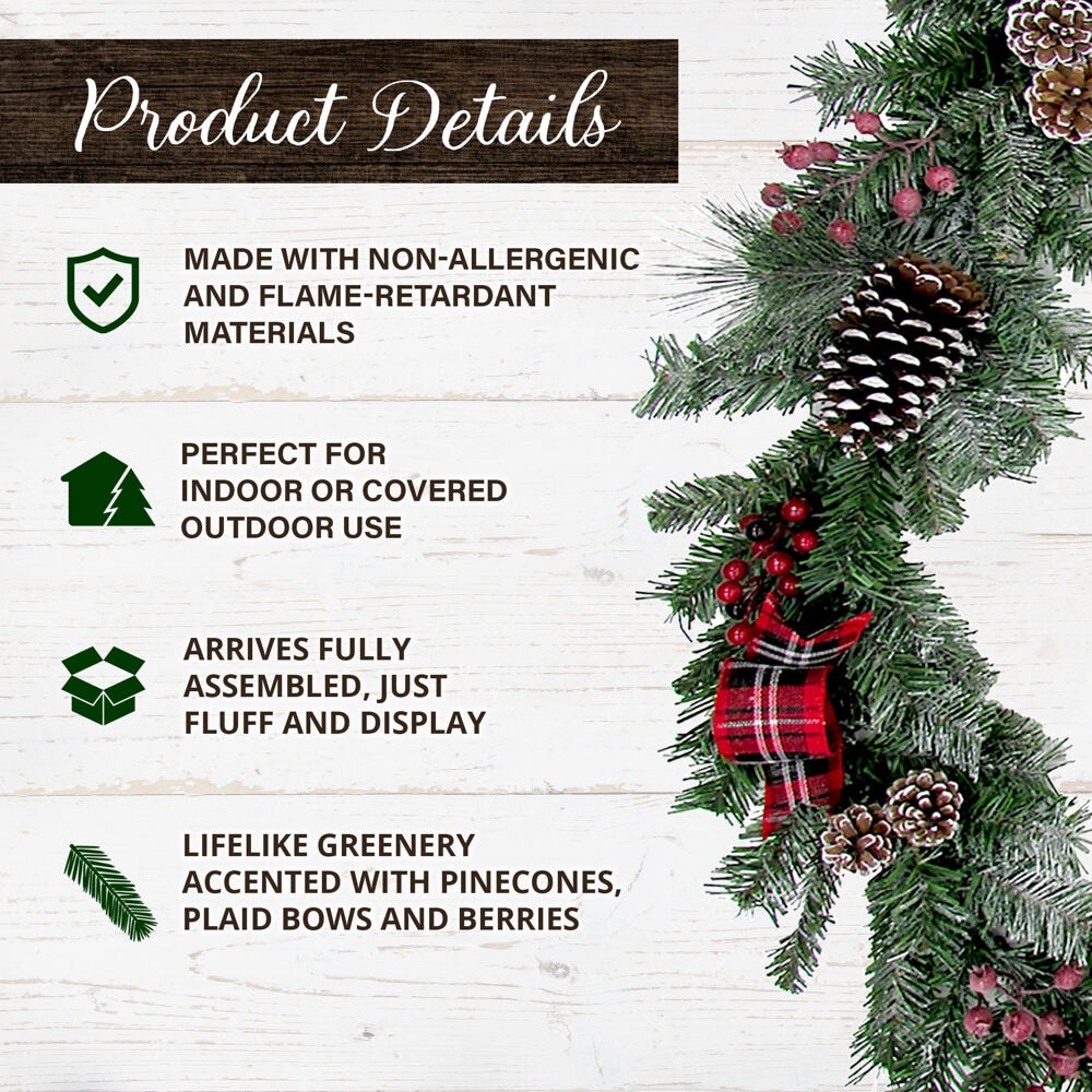 Fraser Hill Farm FF072CHGL002-0RD Artificial-Christmas-Garland - View #4