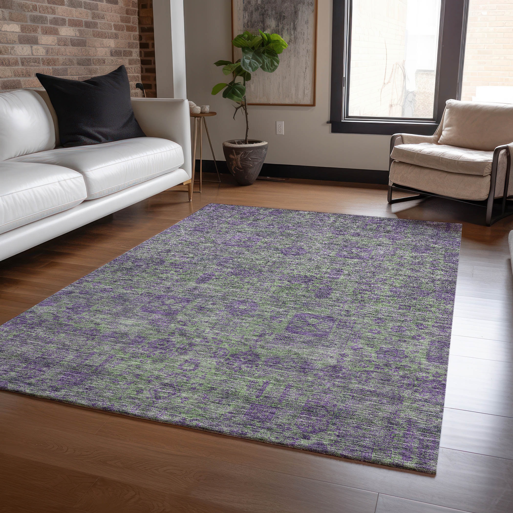 Addison Rugs ACN637FE30X46 Chantille ACN637FE 2 x 3 (ft) Polyester Fern Rectangular Indoor/Outdoor Geometric Machine washable Area rug