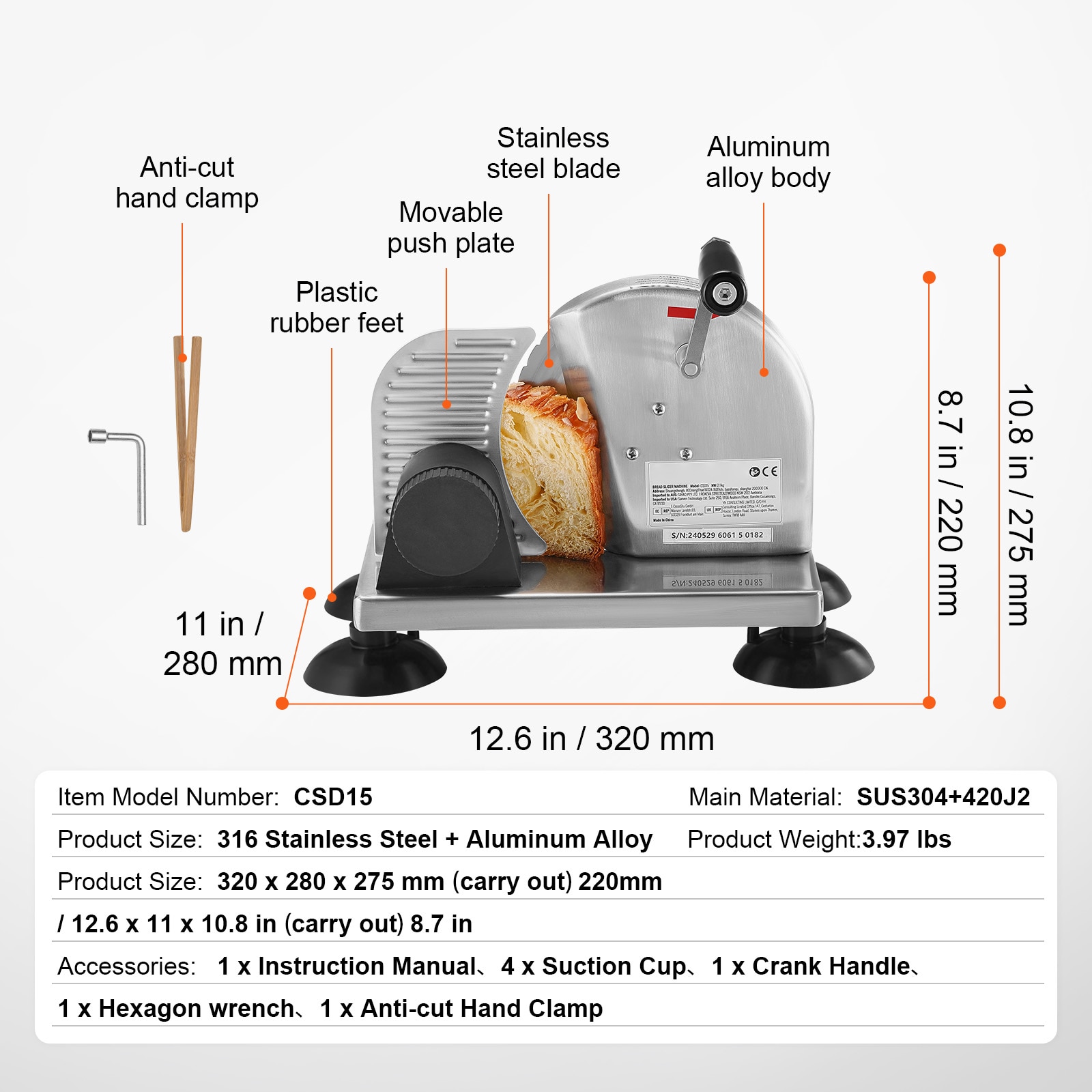 VEVOR BZDQPJ200W75I7CZUV1 Food-Slicers - View #8