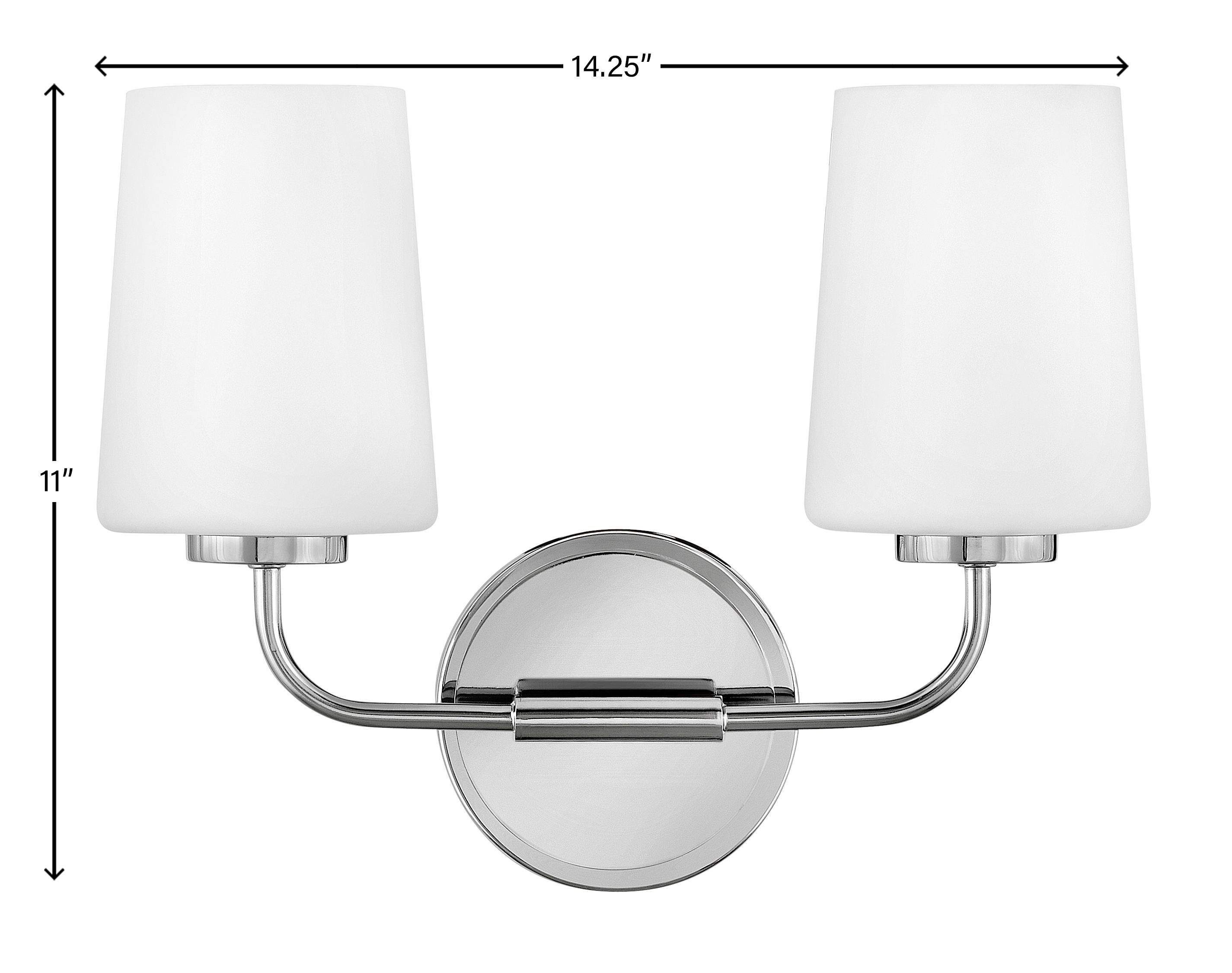 Chrome 2-Light Vanity with Etched Opal Glass Shades