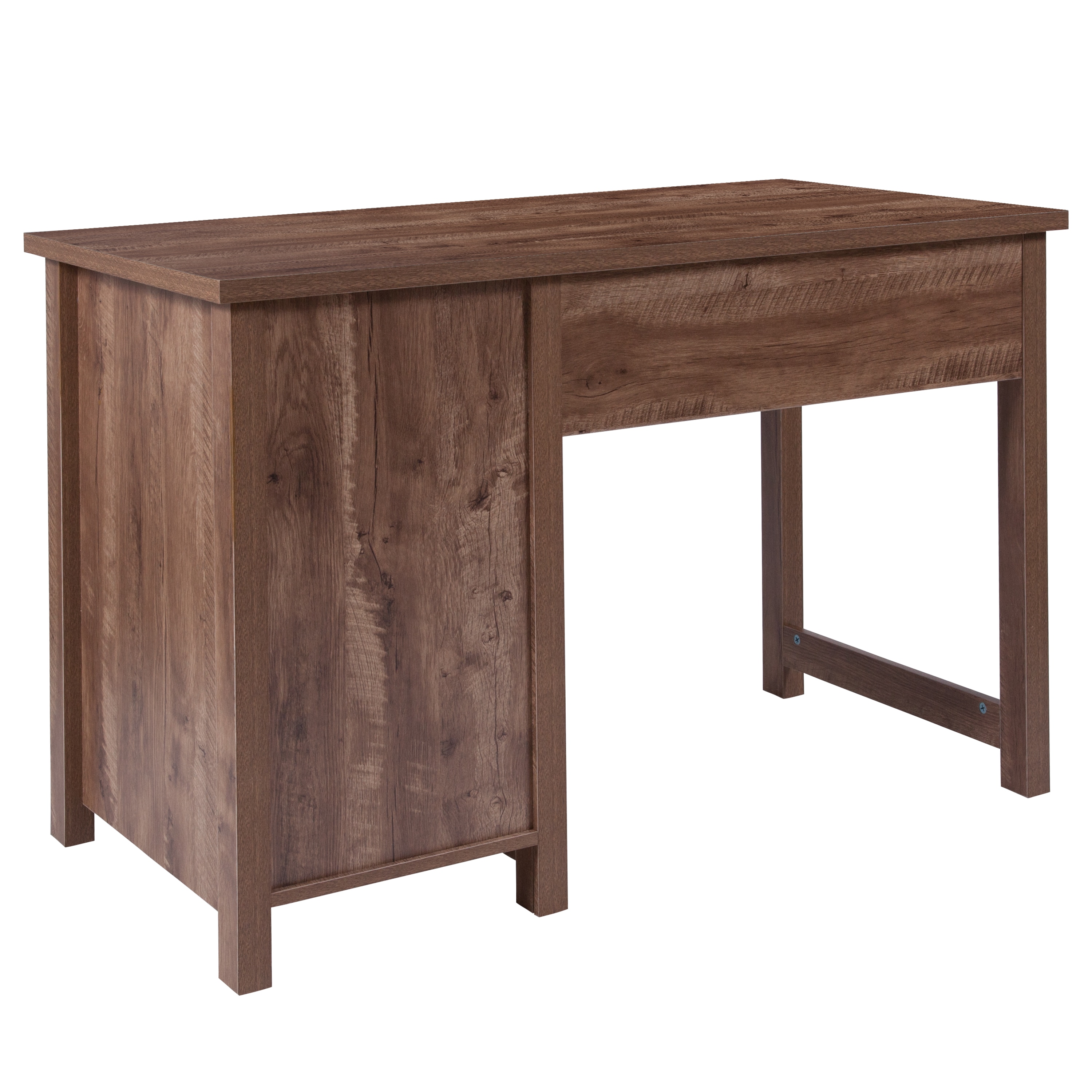 Executive Black Wood Desk with Metal Drawers and Oak Finish