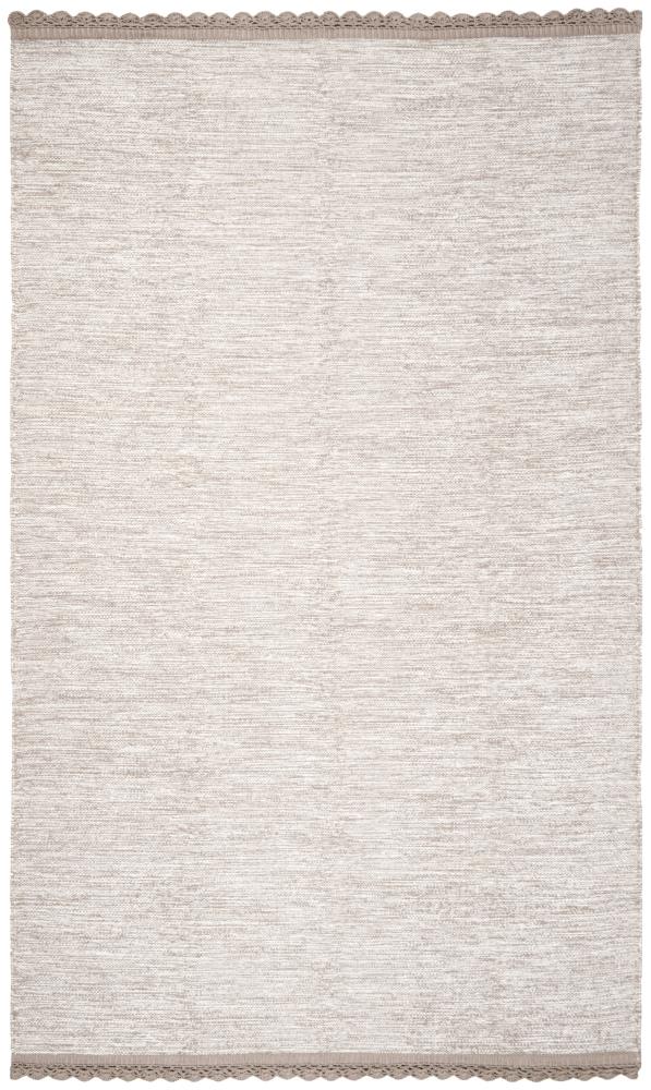 Beige 8' x 10' Reversible Flat-Woven Wool-Cotton Blend Rug
