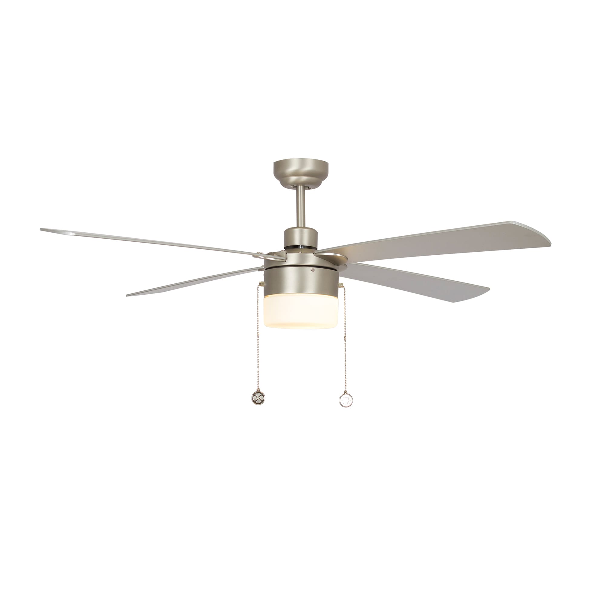 CARRO USA LWGA-524H2-L11-SJ-1 Alrich 52-in Brushed Nickel with Silver Blades Ceiling Fan Without Light ( 4 -Blade )