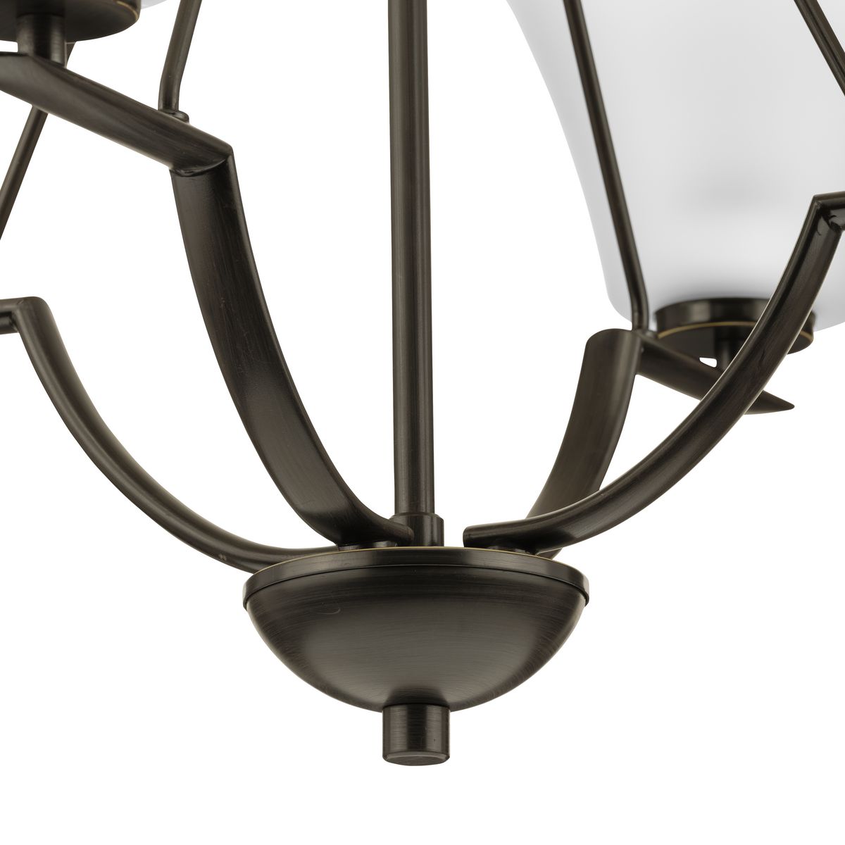 Bravo Antique Bronze 4-Light Chandelier with White Etched Glass