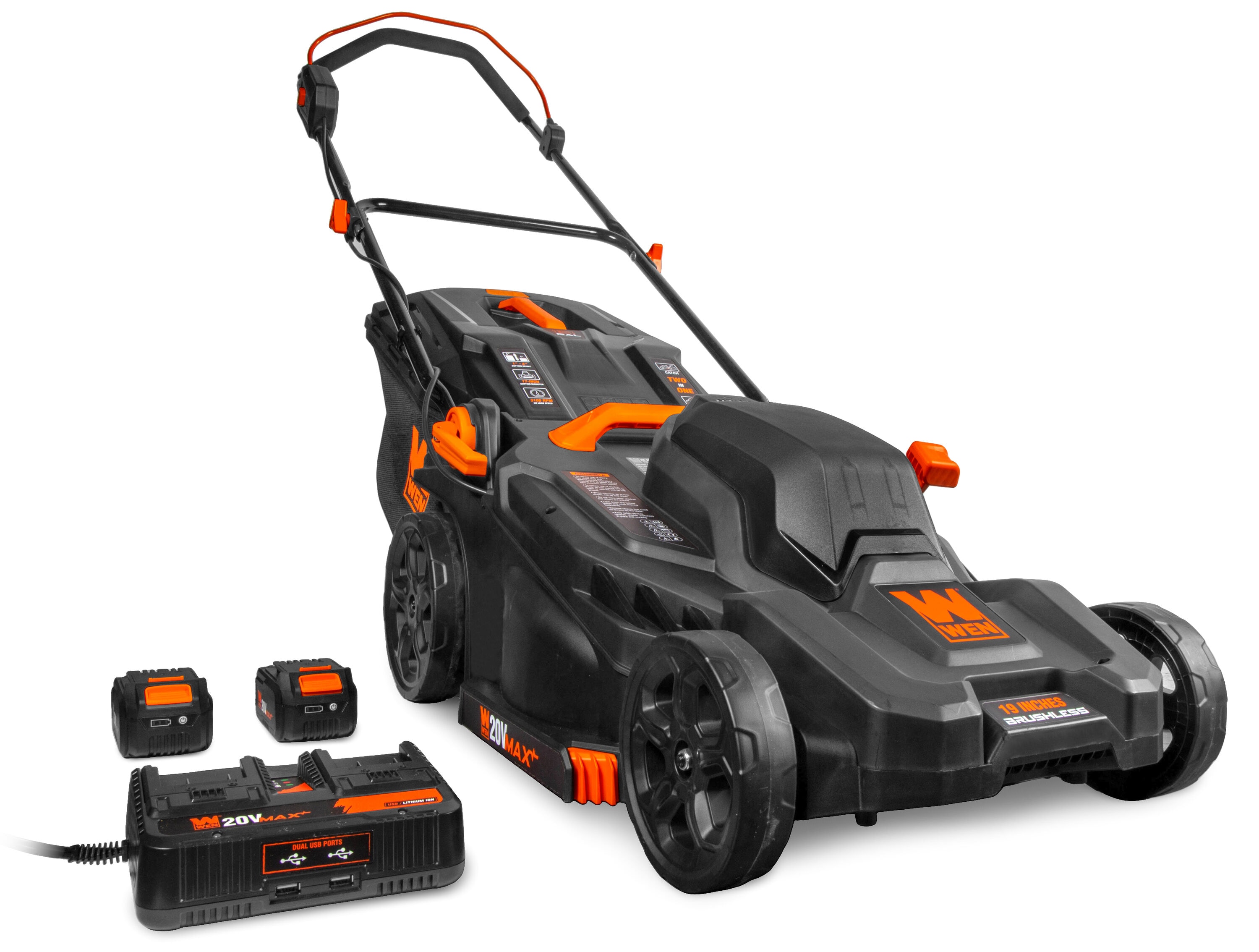 WEN 20839 20-volt , ( 2 ) 5 Ah 19-in Push Battery Walk Mower , Bagger Included