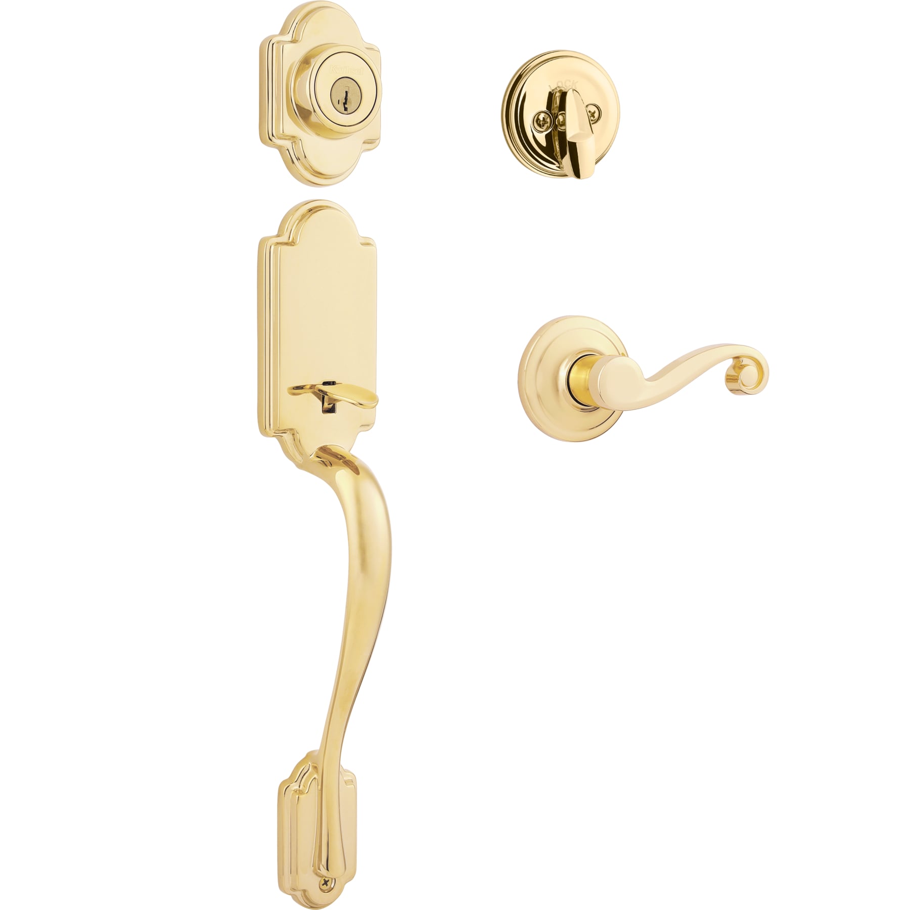 Kwikset Signatures Arlington Lifetime Polished Brass Single-Cylinder  Deadbolt Entry Door Handleset with Lido Lever and Smartkey in the  Handlesets department at