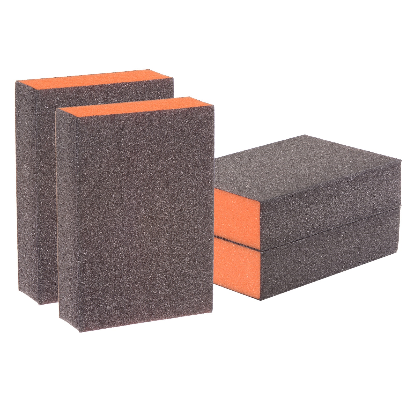 Harfington 4pcs Sanding Sponge Blocks #220 (800-1000 Grits) Wet/Dry Hand Sanding Sponges 100x70x25mm Foam Sanding Block Pad for Polishing Kitchen Metal Wood Drywall Furniture Brown and Orange #S25092400UX5064