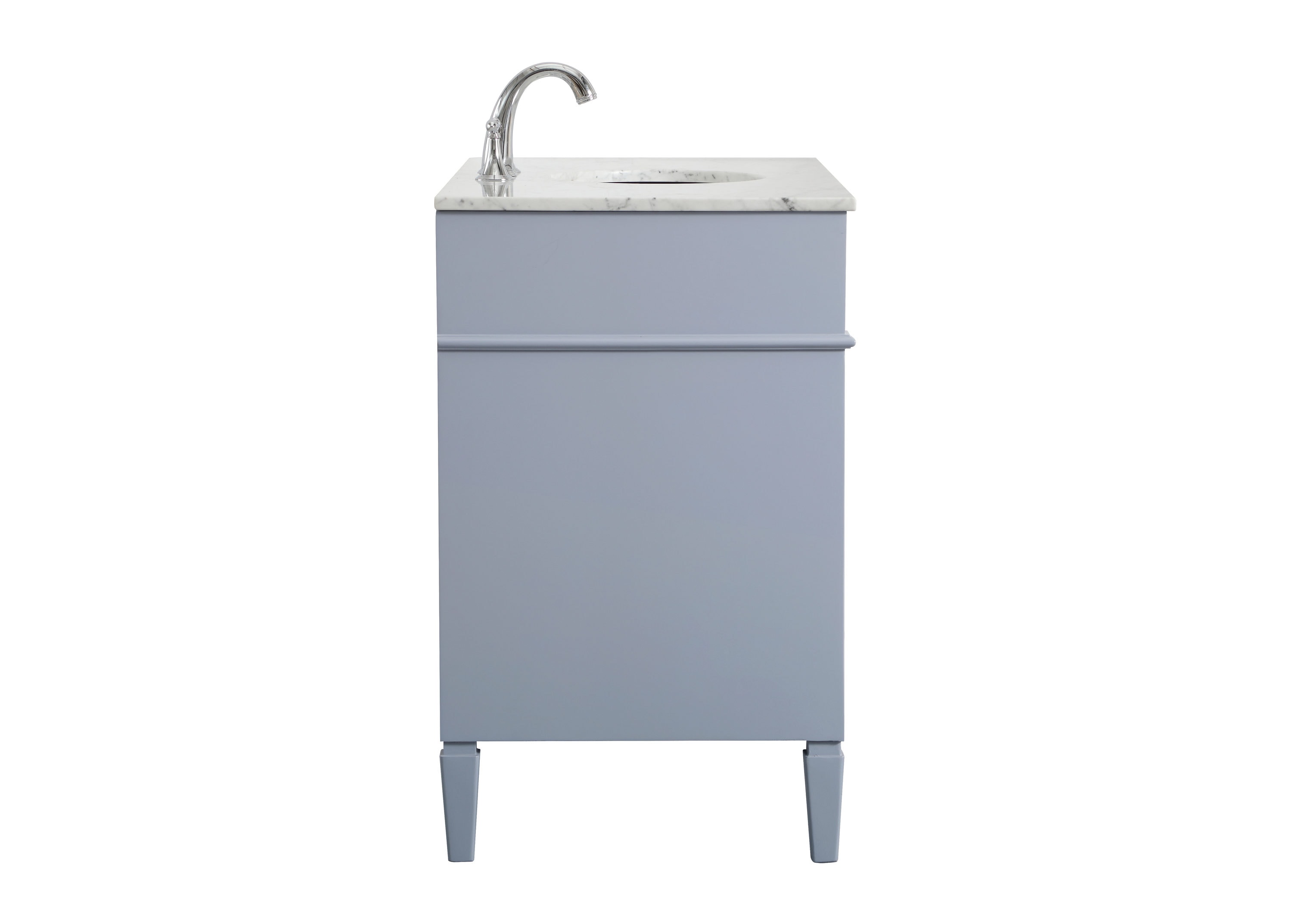 Gray Solid Wood and Marble Single Bathroom Vanity with Porcelain Sink