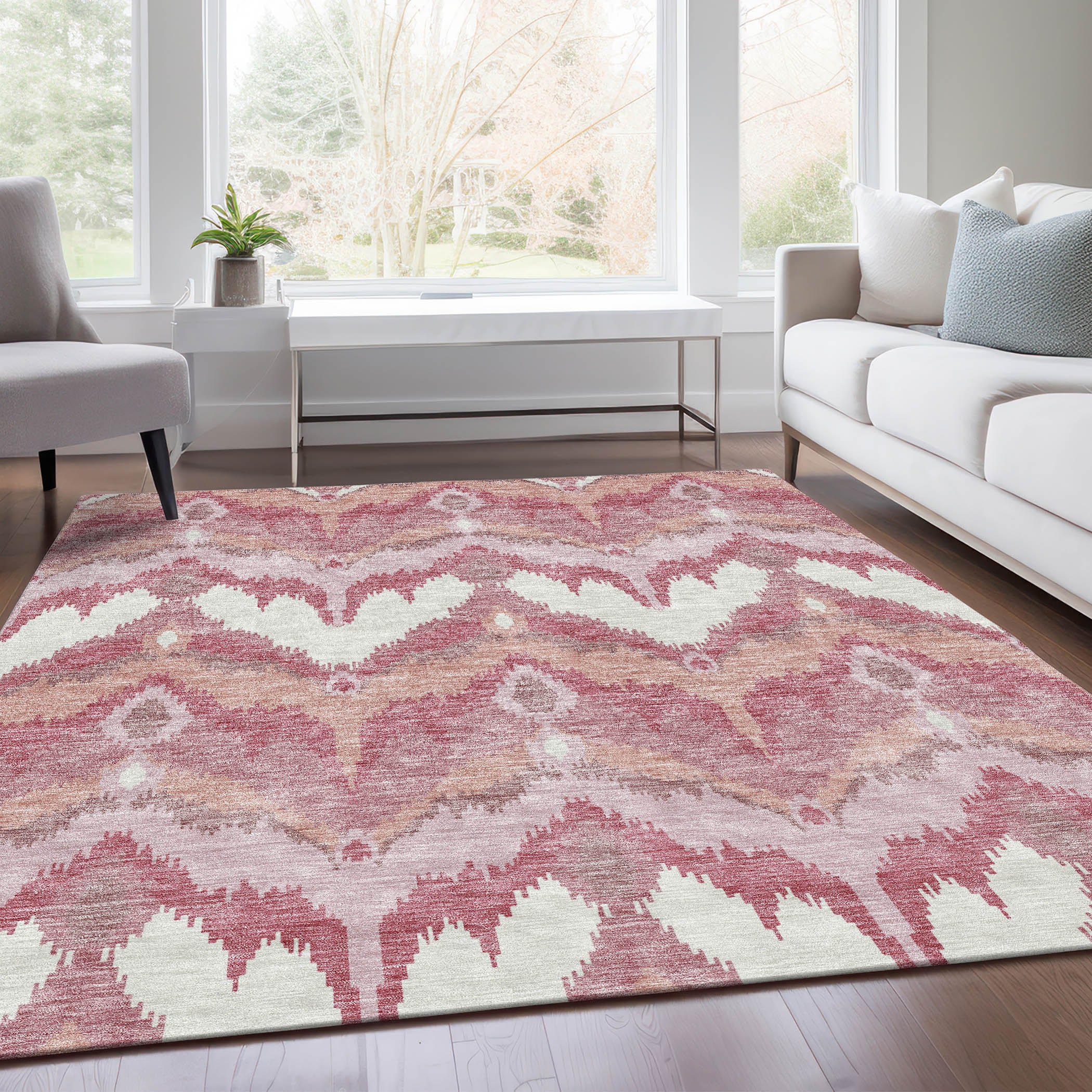 Addison Rugs ACN743BL3X5 Chantille ACN743BL 3 x 5 (ft) Polyester Blush Rectangular Indoor/Outdoor Geometric Machine washable Area rug