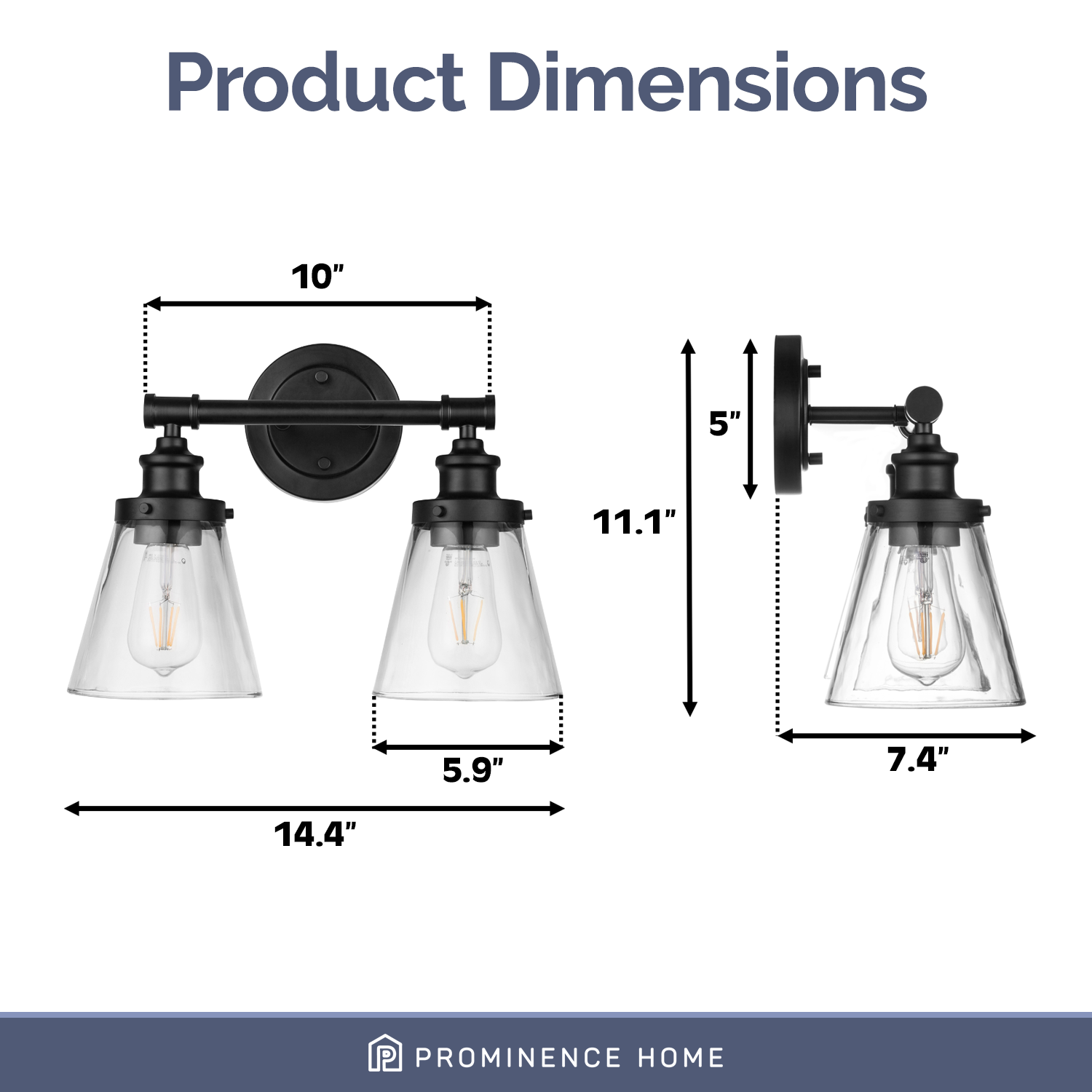Matte Black Steel Double Light Outdoor Vanity Sconce