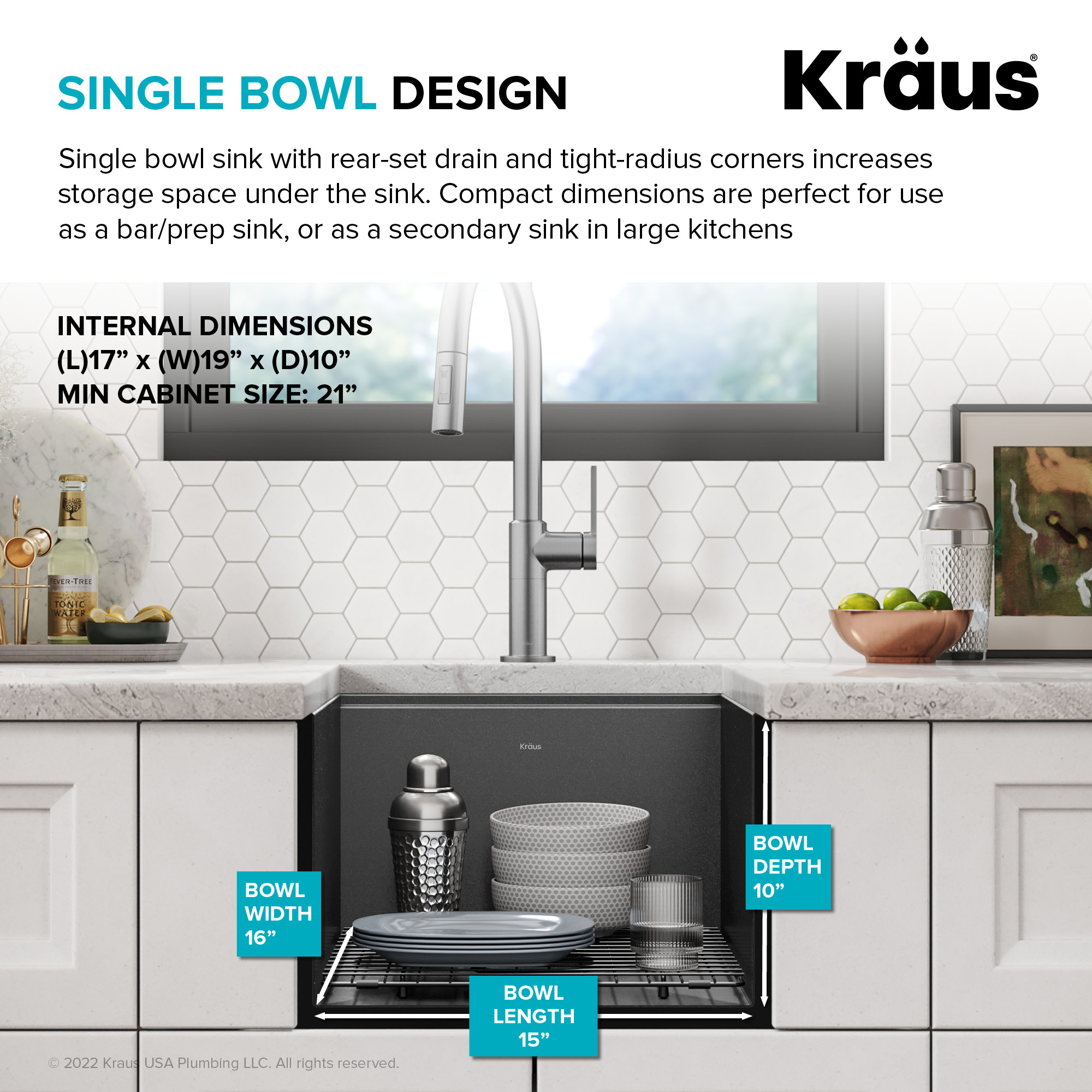 Kore 17" Black Stainless Steel Undermount Workstation Kitchen Sink