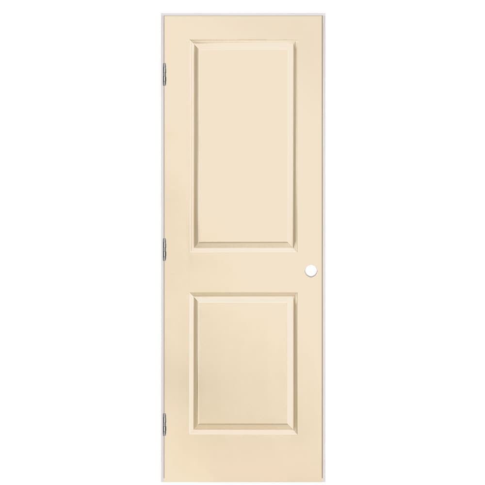 Masonite 1316060 28-in x 80-in Cream N Sugar Solid core 2-panel square Right hand Smooth Prefinished Molded composite Flat Jamb Single Prehung Interior Door