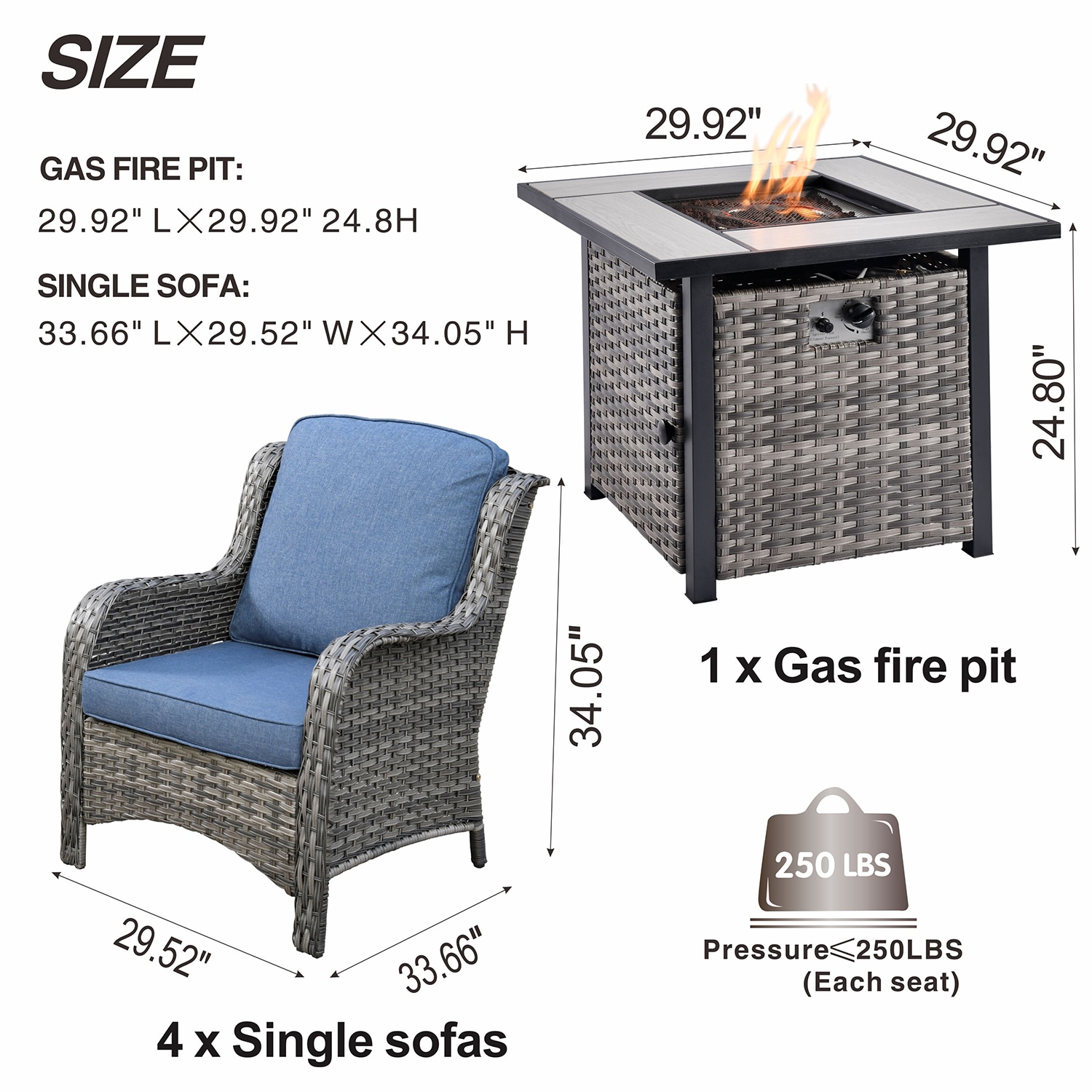 Ovios FPTC300-5 Patio-Conversation-Sets - View #7