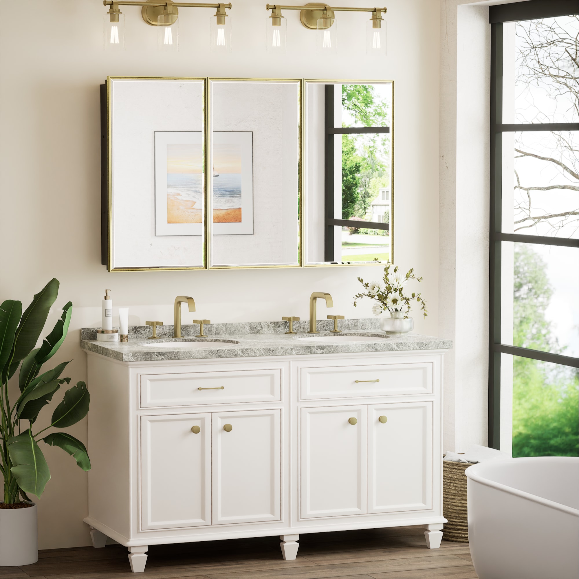 Keonjinn LW-JSKJG-FJ-12176GD Bathroom-Medicine-Cabinets - View #3