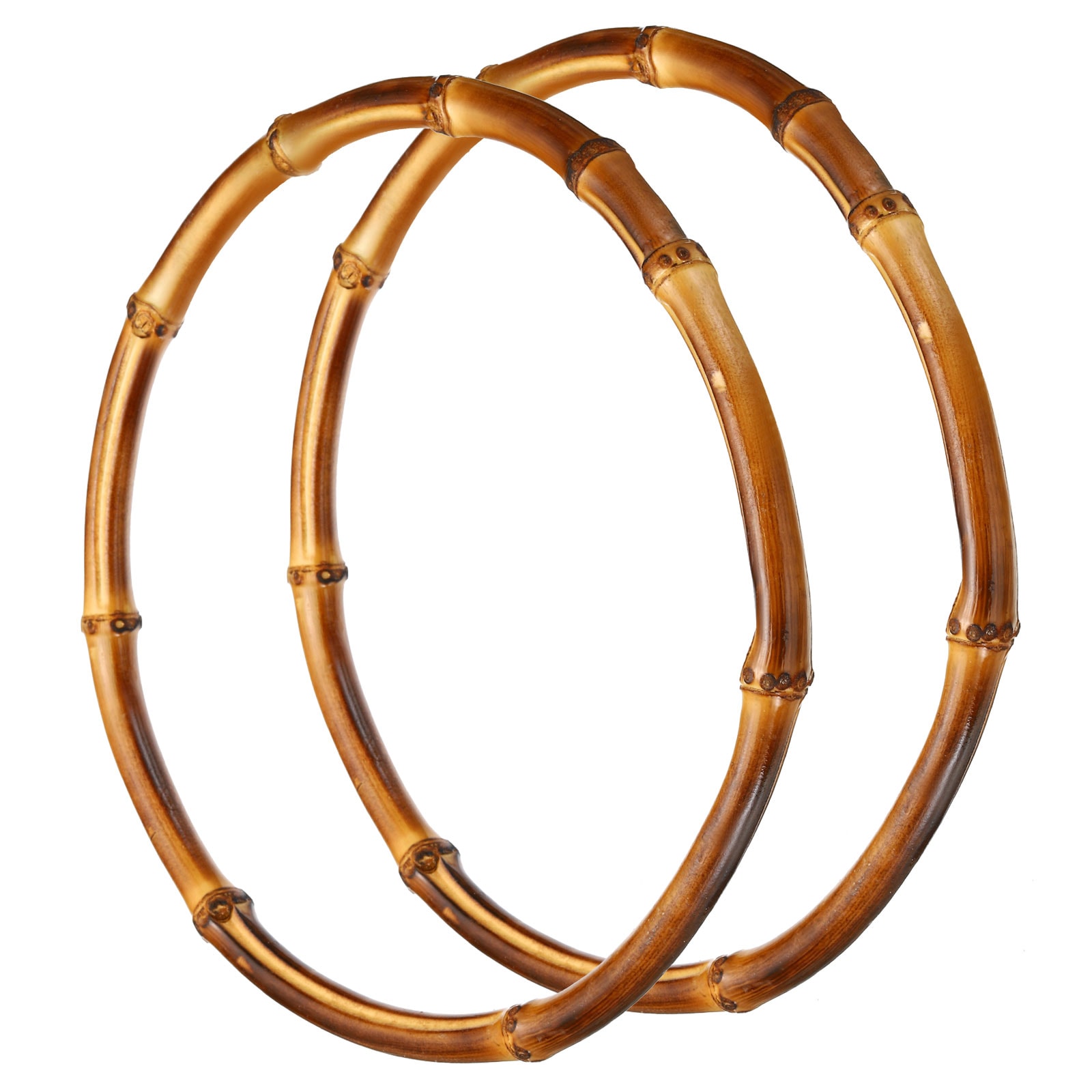 PATIKIL 2pcs 8-Inch Bamboo Purse Handles Round Replacement Handmade Rings for Tote Bag Purse Making Decorations Brown