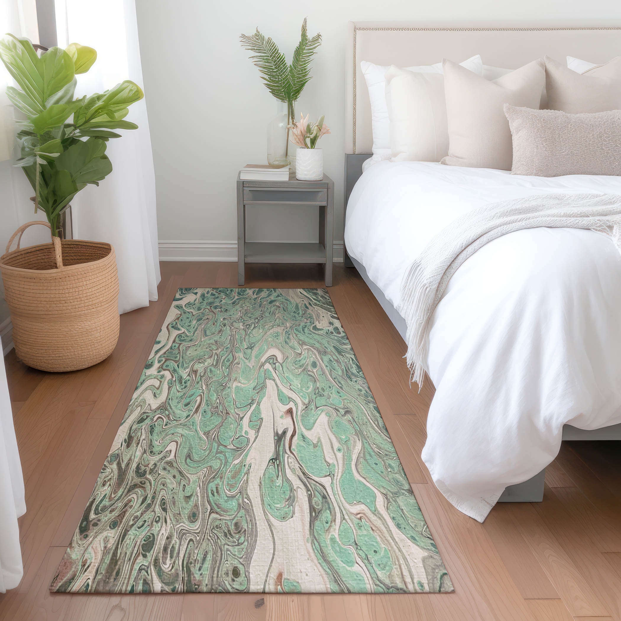 Addison Rugs AMF54MT2X8 Mayfield AMF54MT 2 x 7 (ft) Loomed Polyester Mint Rectangular Indoor Abstract Machine washable Runner rug