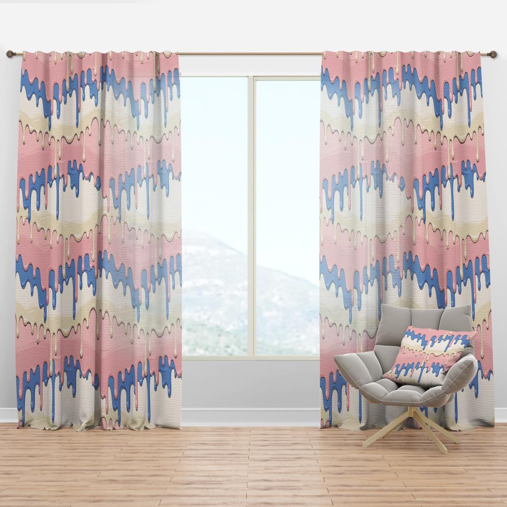 Designart CTN19323-52-120 120-Inches Blue Abstract Room darkening Thermal lined Rod pocket Single curtain panel