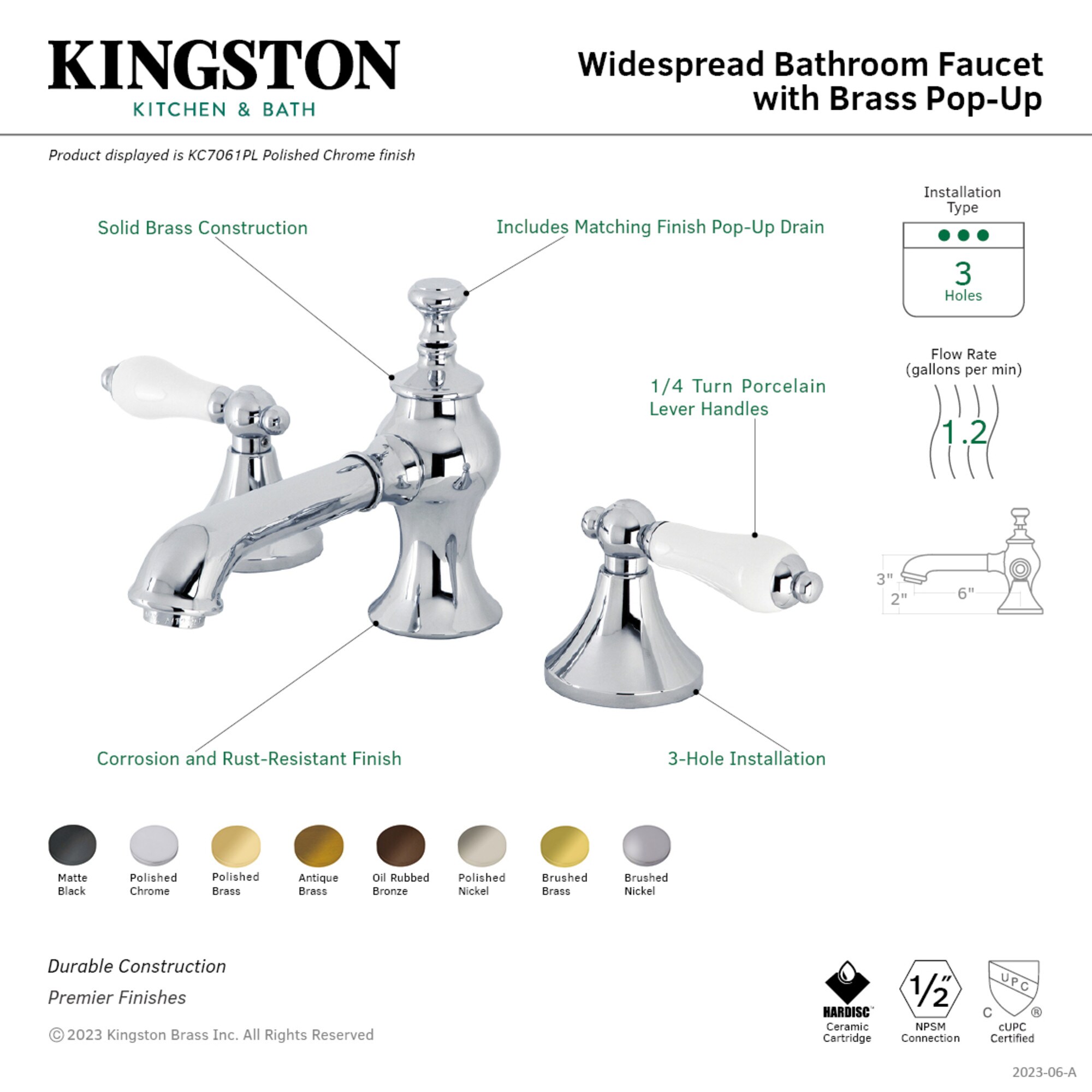 Kingston Brass WLKC7062PL Lavatory-Faucets - View #2