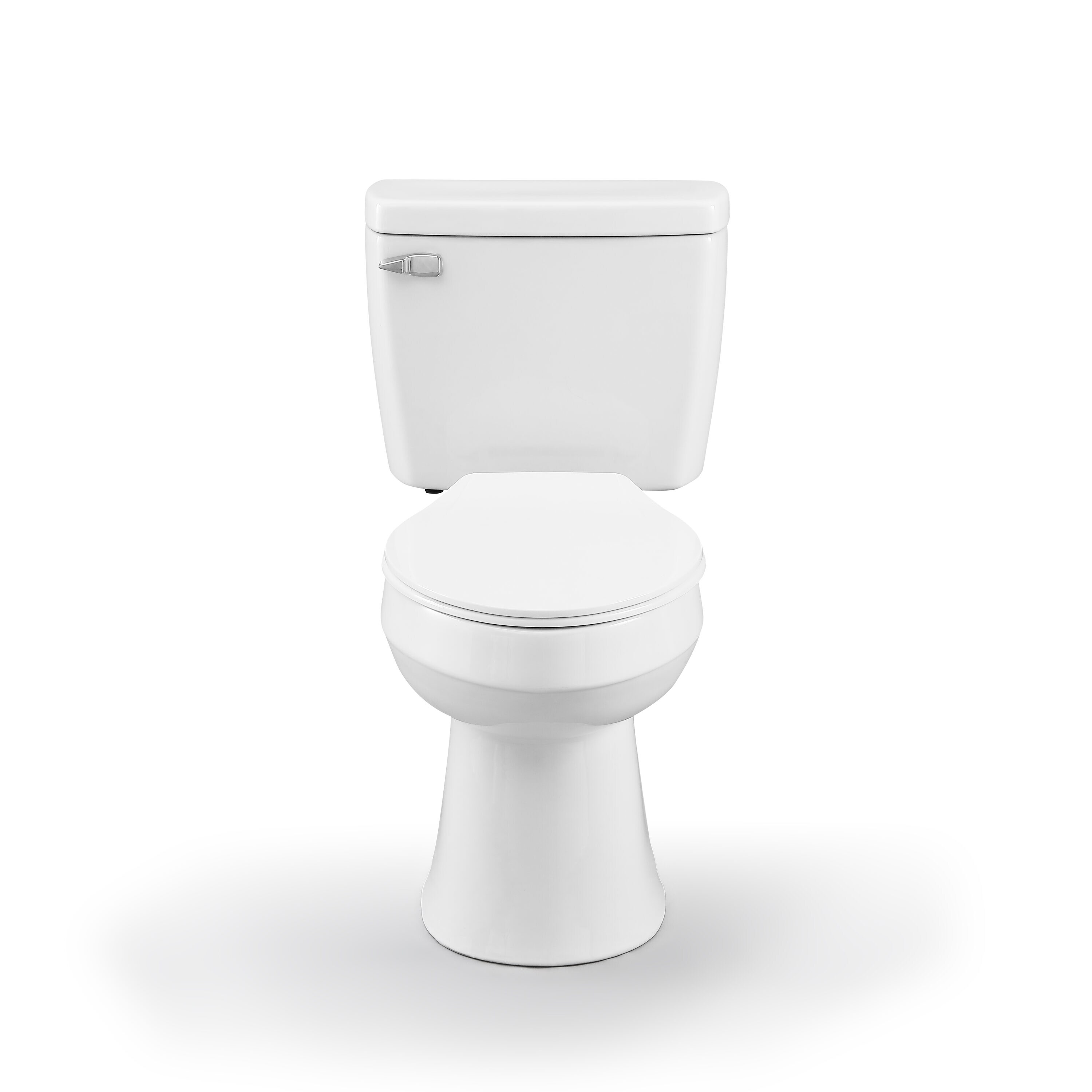 Project Source Pro-Flush White Elongated Chair Height 2-piece WaterSense Toilet 12-in Rough-In 1.29-GPF