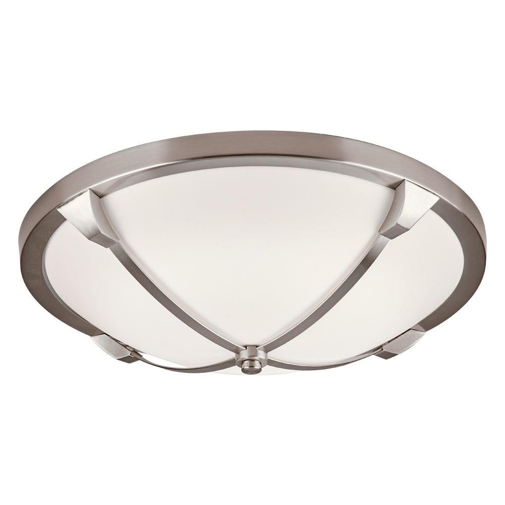 PLC Lighting 84457SN 1-Light 16-in Satin Nickel LED Flush Mount Light