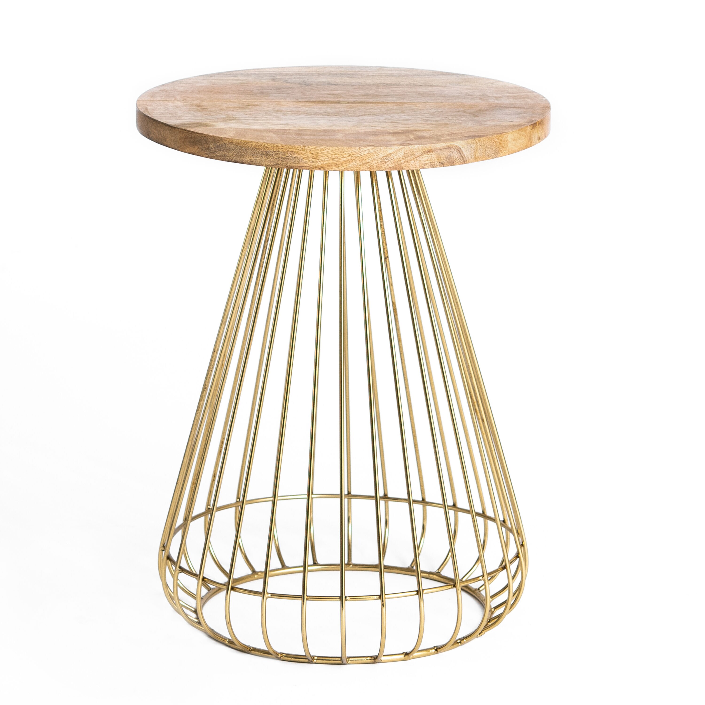 MH LONDON MH-TB-847 Wentworth 16-in W x 20-in H Gold Wood Round Modern End Table