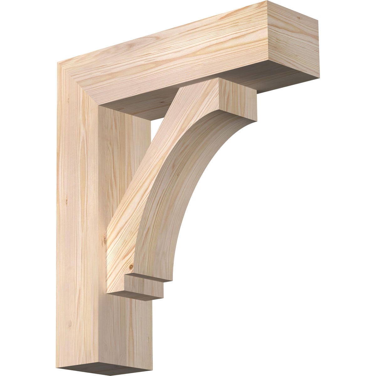 Ekena Millwork 1462979 Imperial Block Smooth Bracket with Offset Brace Douglas Fir Wood Standard Bracket