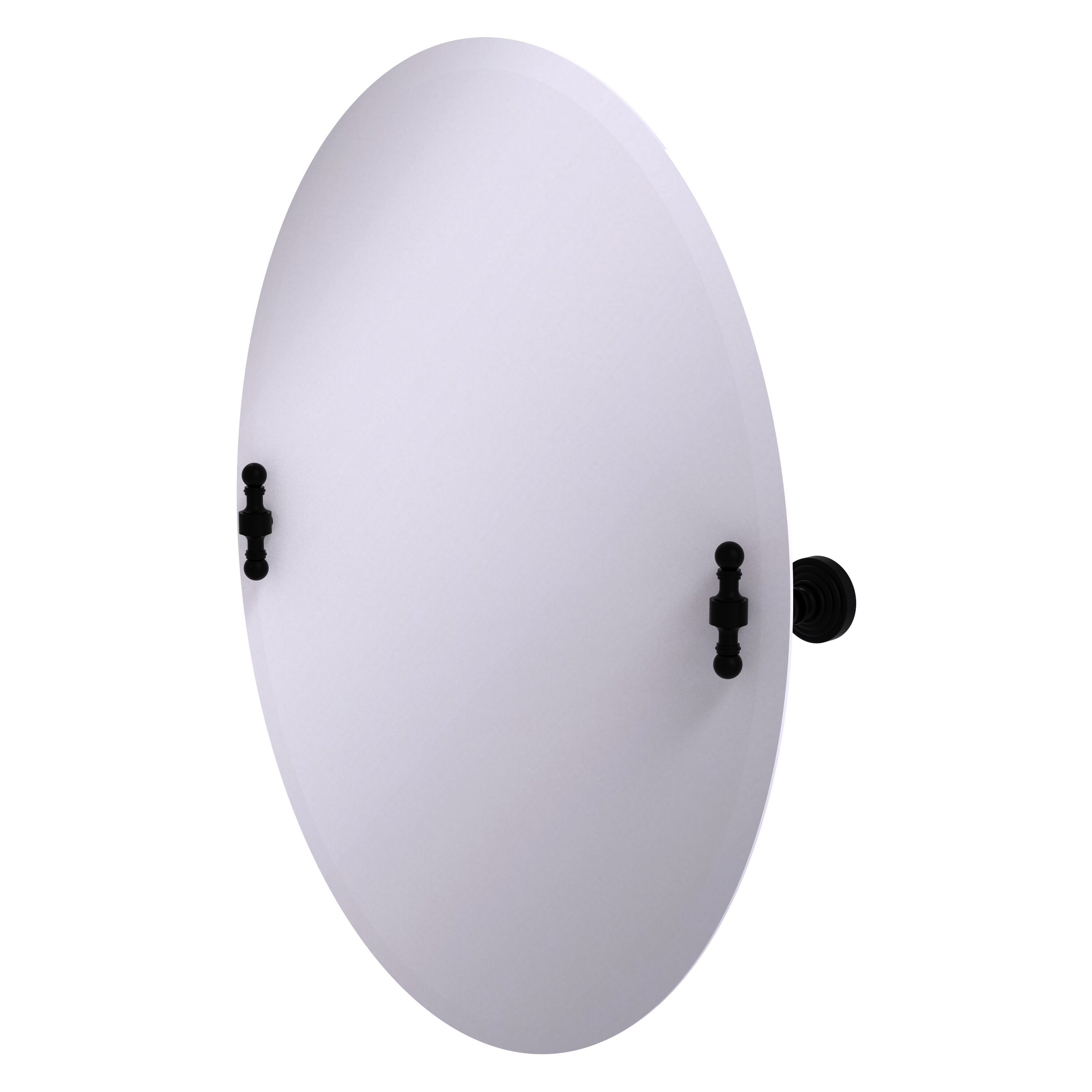 Allied Brass RW-91-BKM Retro Wave 21-Inches x 28-Inches Beveled Frameless Oval Tilting Bathroom Vanity Mirror ( Matte Black )