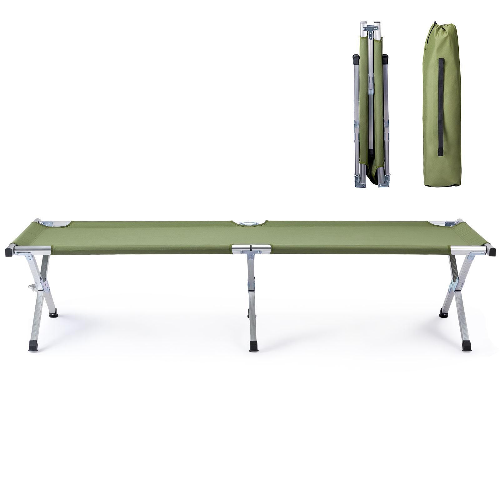 VINGLI - 75-in Folding Camping Cot/Sleeping Cots with Carry Bag Green
