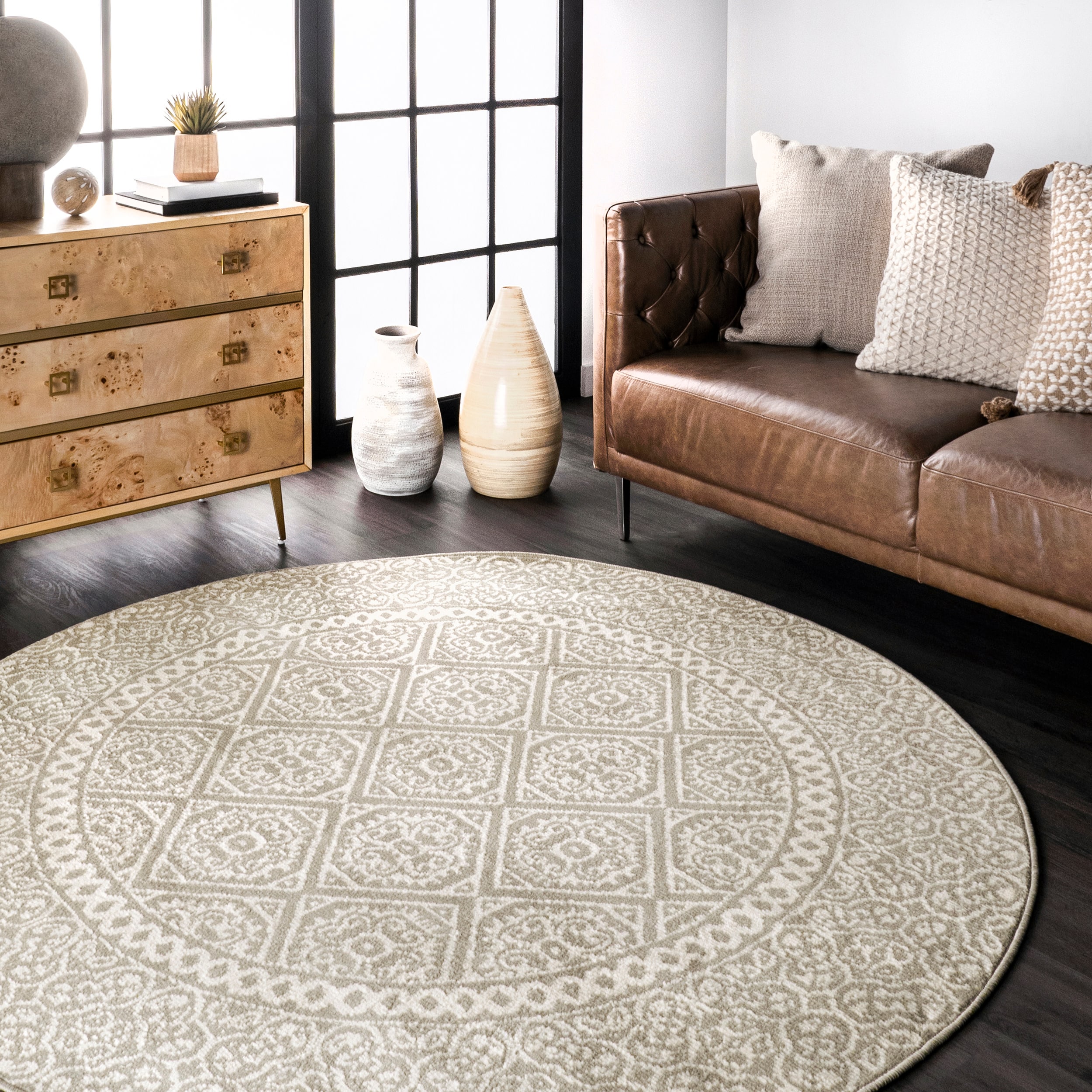 nuLOOM OWMN02A-O6709 Jeanette 6 x 9 (ft) Loomed Polypropylene Gray Oval Indoor Floral/Botanical Area rug