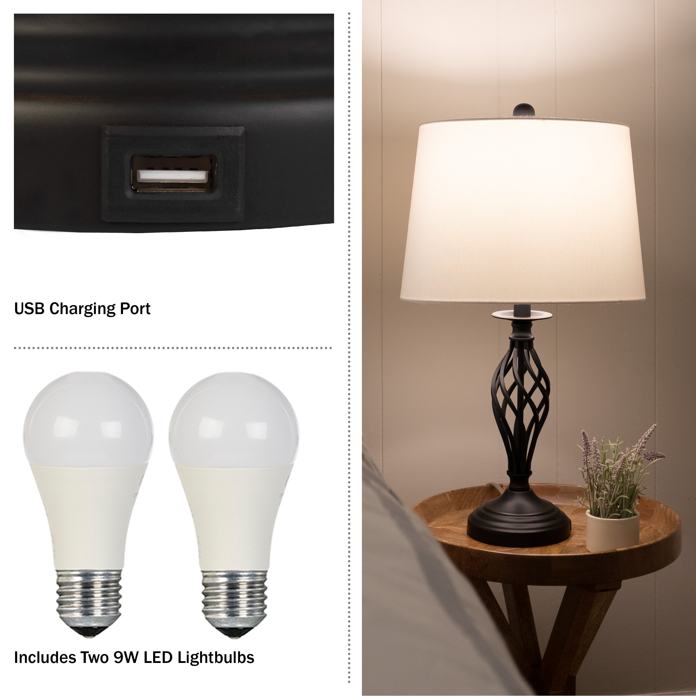 Lavish Home 72-LMPST2-25-USB Table-Lamps - View #3