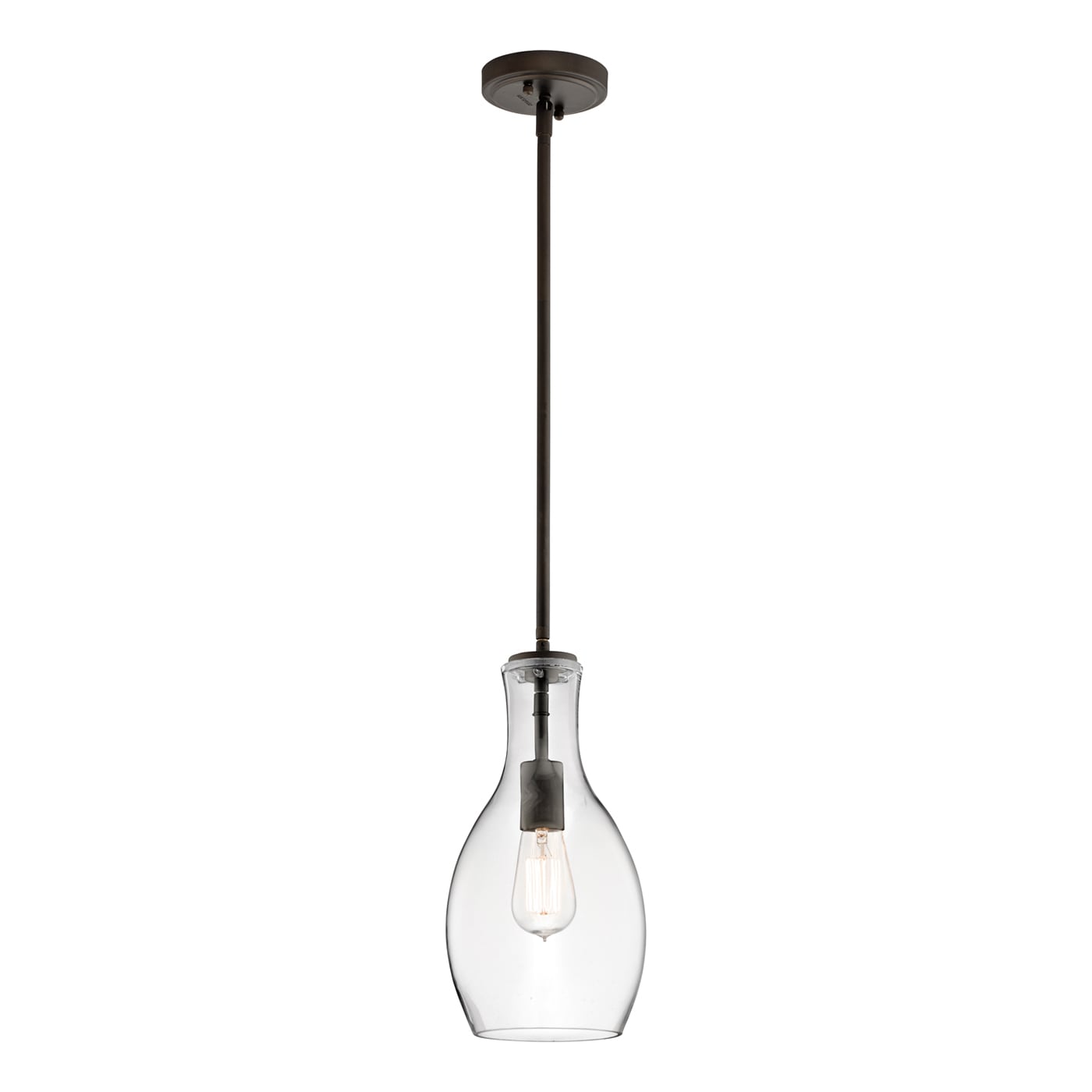 Kichler 42456OZCLR Everly 1 -Light Olde Bronze Modern/contemporary Clear glass Teardrop Small Hanging Pendant light