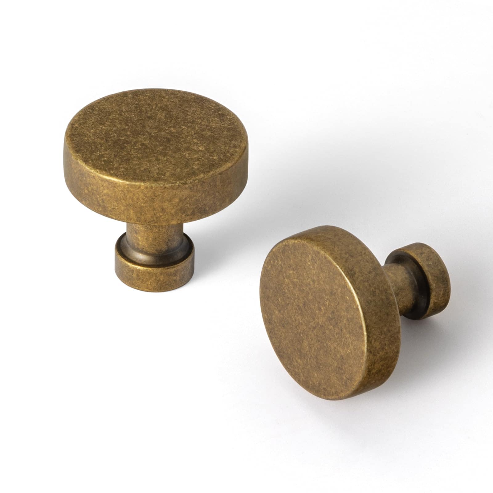 SenQWFa  6 Pack Antique Brass Cabinet Knob Solid Zinc Alloy Vintage Bronze Retro Single Hole Bar Handles Pull Kitchen Hardware for Closet Wardrobe
