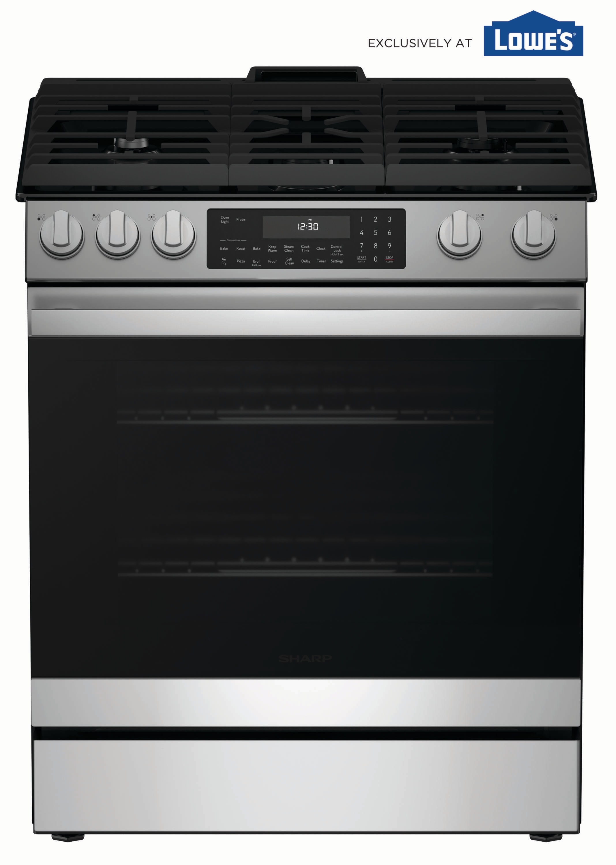Sharp SSG3061JS 30-in 5 burners 6.1-cu ft Air Fry Convection Oven Slide-In Natural Gas Range ( Stainless Steel )