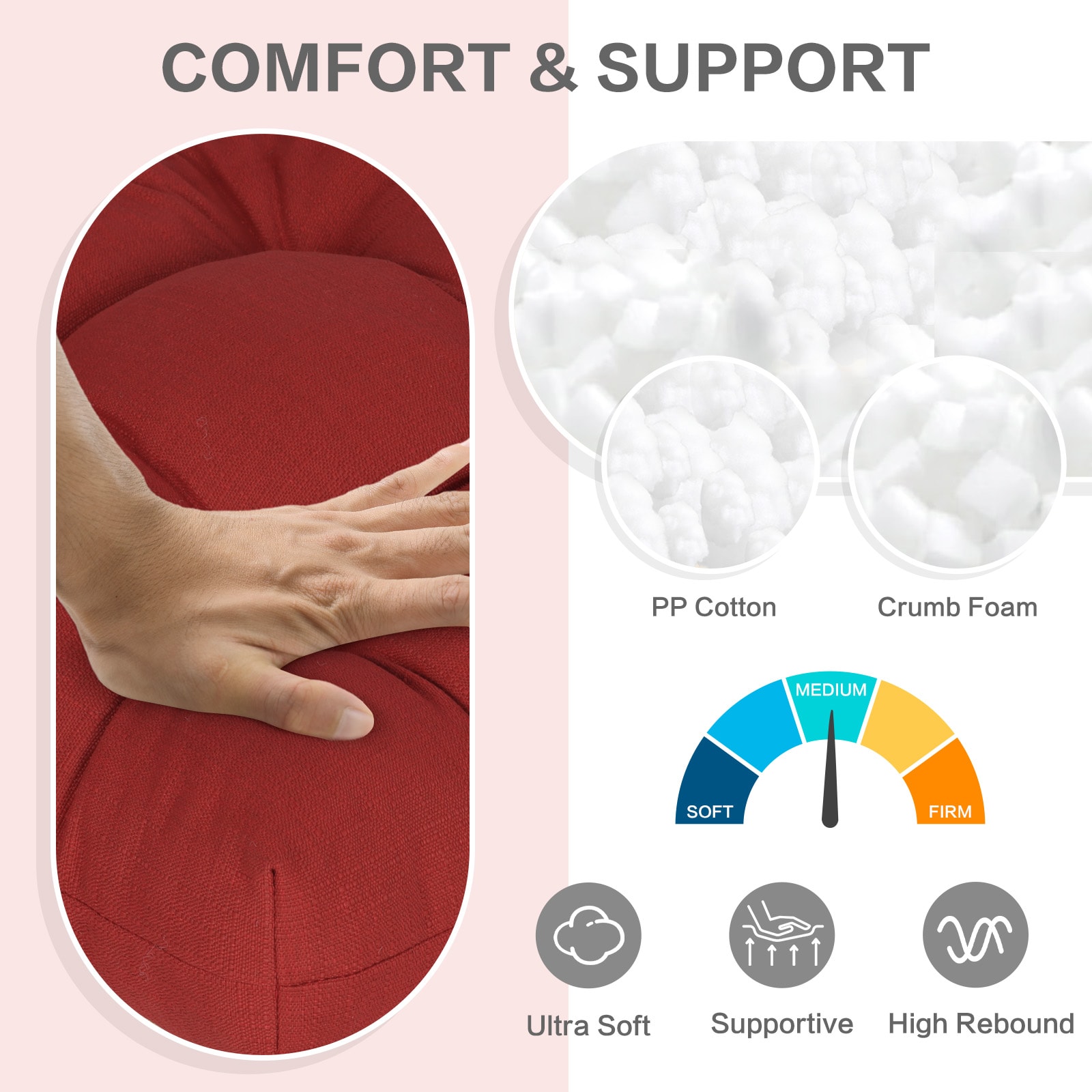 Aoodor A373-PRDRD Patio-Furniture-Cushions - View #7