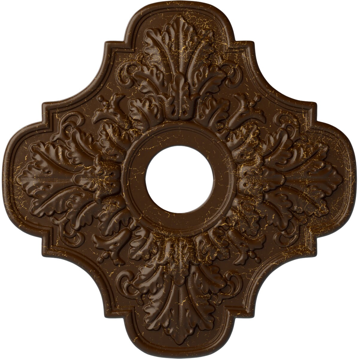 Ekena Millwork CM17PERBC Peralta 17.75-in W x 17.75-in L Painted Root Beer Crackle Polyurethane Whole Ceiling Medallion