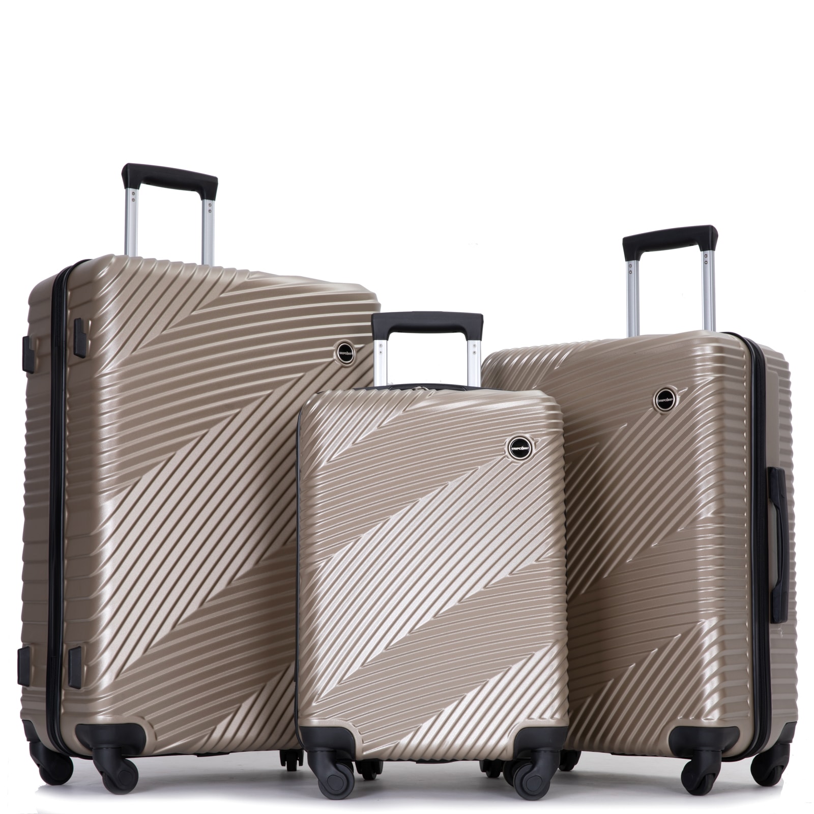 LOVMOR SF-WO-W284125246 3 Piece Set 202428 PCABS Spinner Wheels Two Hooks Lightweight Suitcase Gold