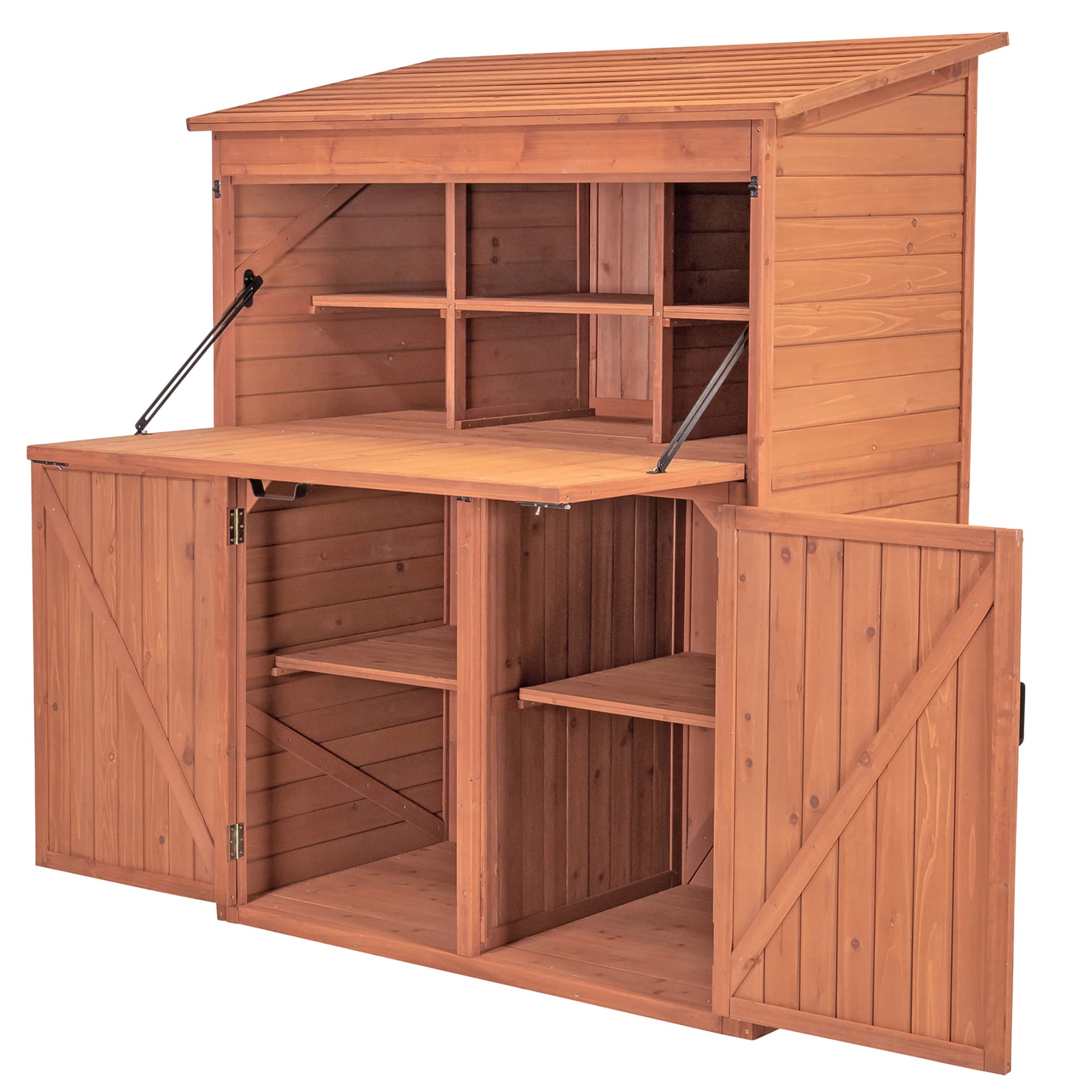 Leisure Season Medium Horizontal Trash and Recycling Storage Shed - Brown