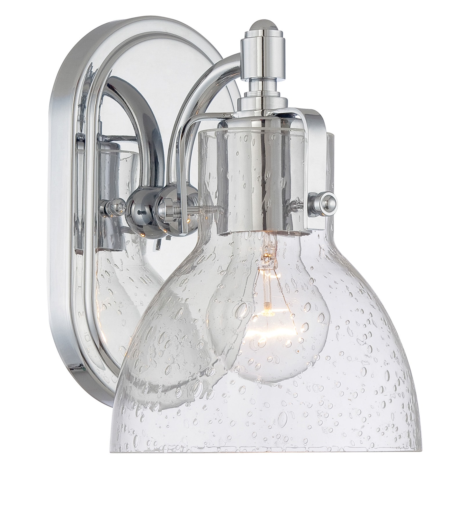 Chrome Clear Seeded Glass Dimmable Wall Sconce